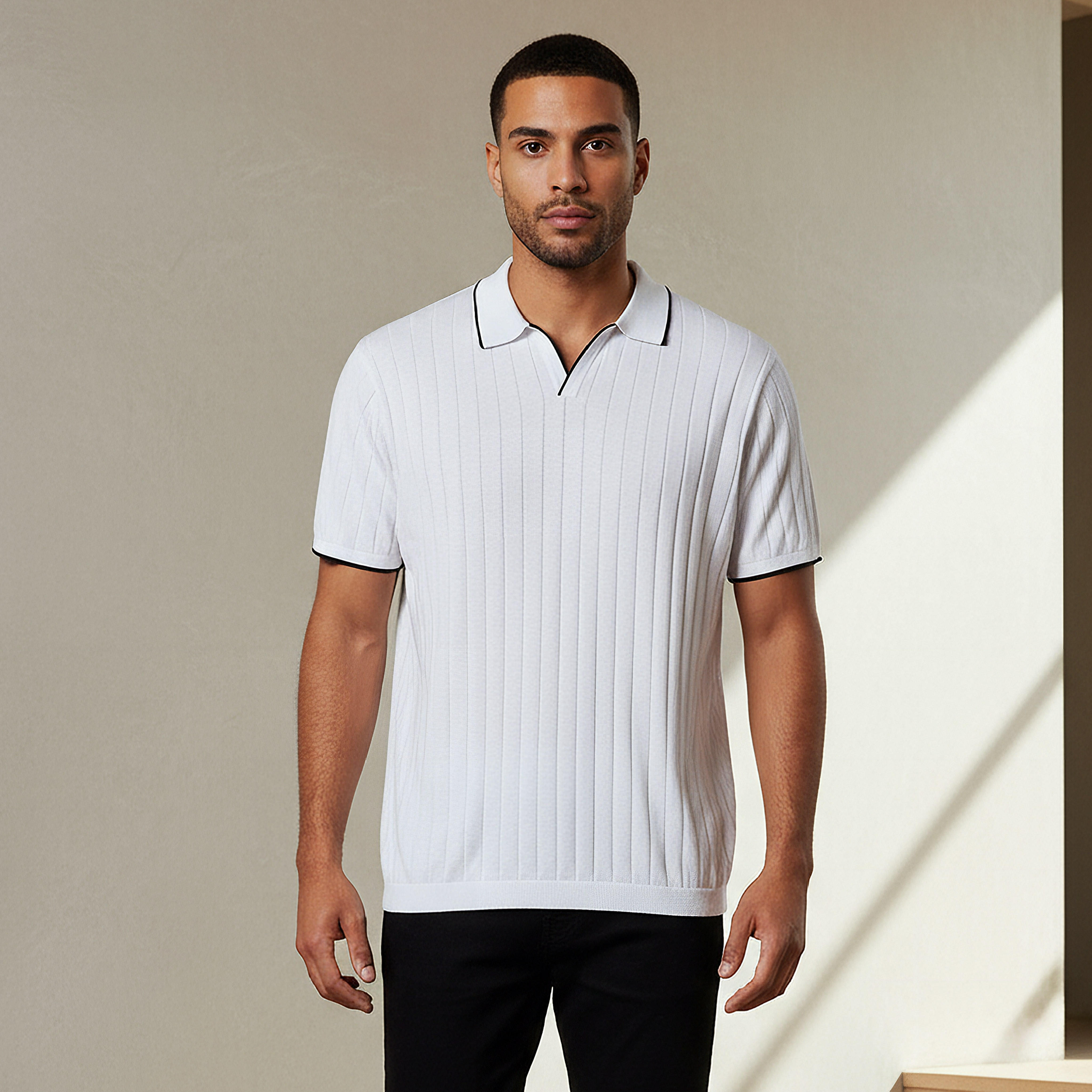 Men Short Sleeves Ribbed Polo T-shirt-men-clothing-tshirtsandpolos-polos-image-1