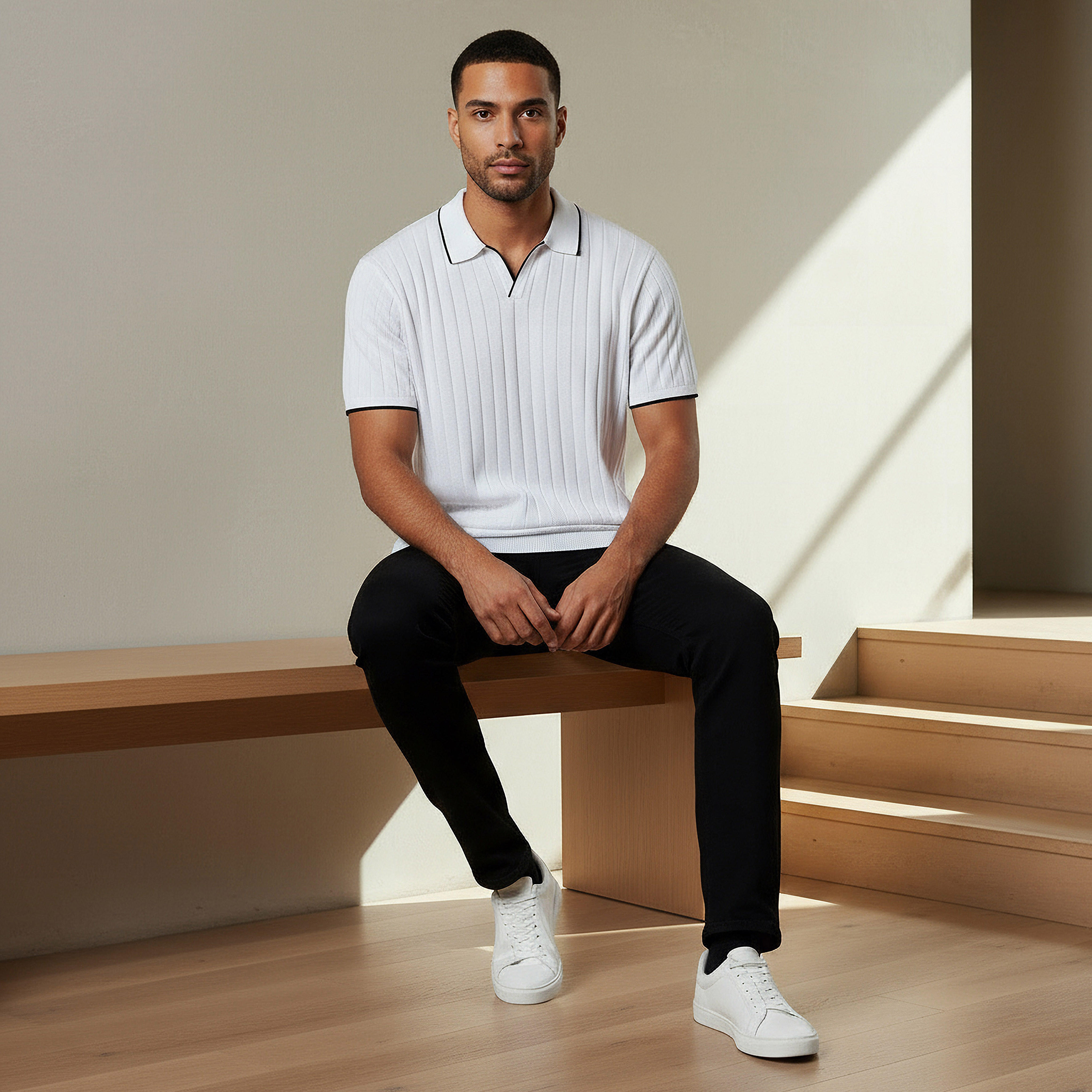 Men Short Sleeves Ribbed Polo T-shirt-men-clothing-tshirtsandpolos-polos-image-2