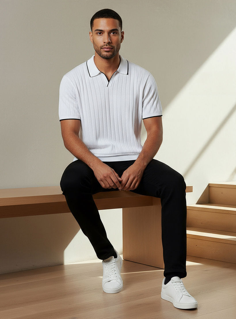 Men Short Sleeves Ribbed Polo T-shirt-men-clothing-tshirtsandpolos-polos-image-2