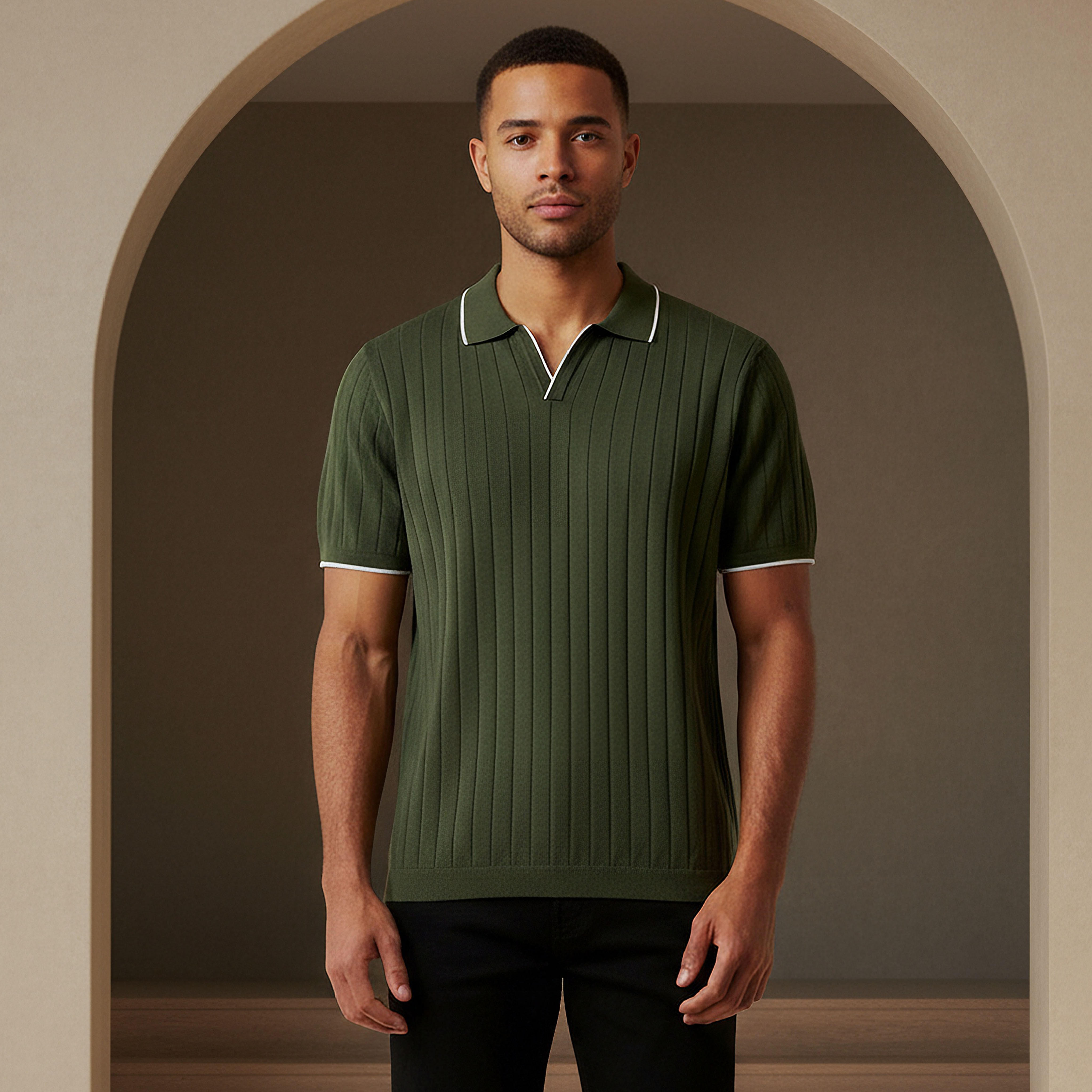 Men Short Sleeves Ribbed Polo T-shirt-men-clothing-tshirtsandpolos-polos-image-1