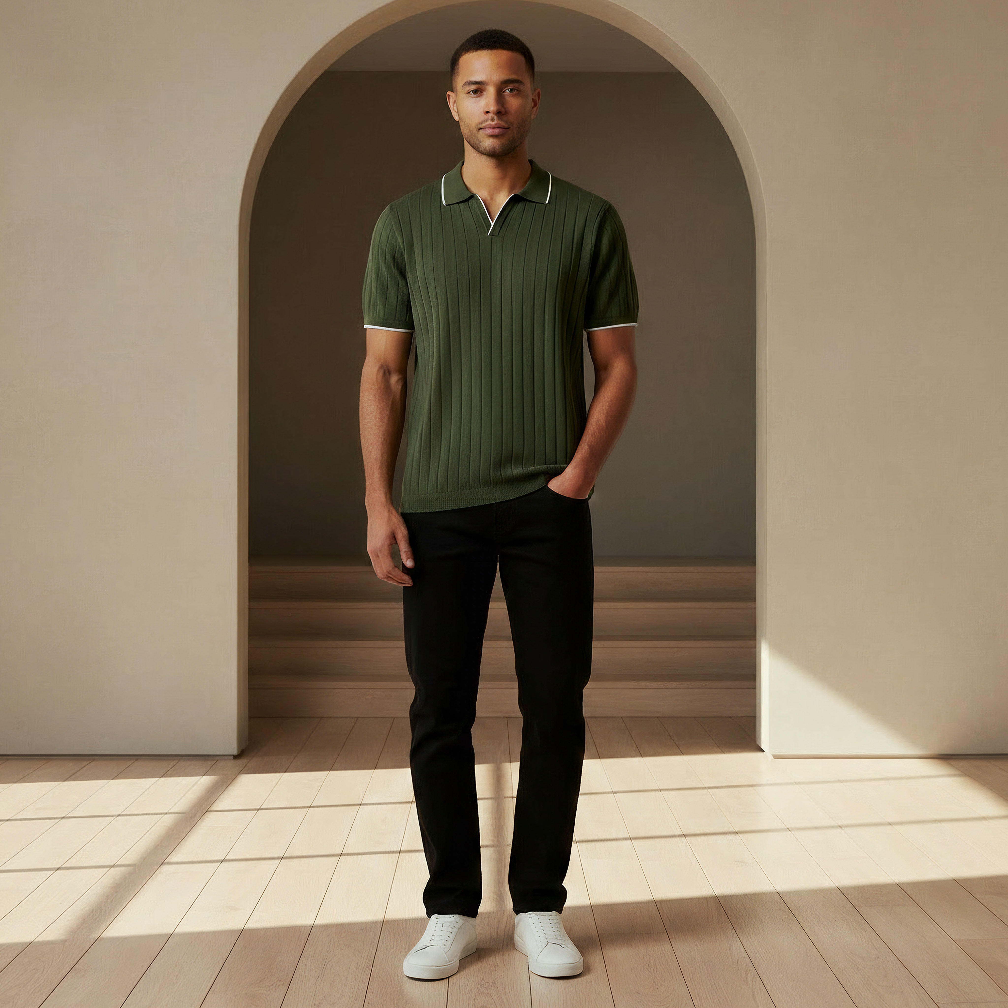 Men Short Sleeves Ribbed Polo T-shirt-men-clothing-tshirtsandpolos-polos-image-2