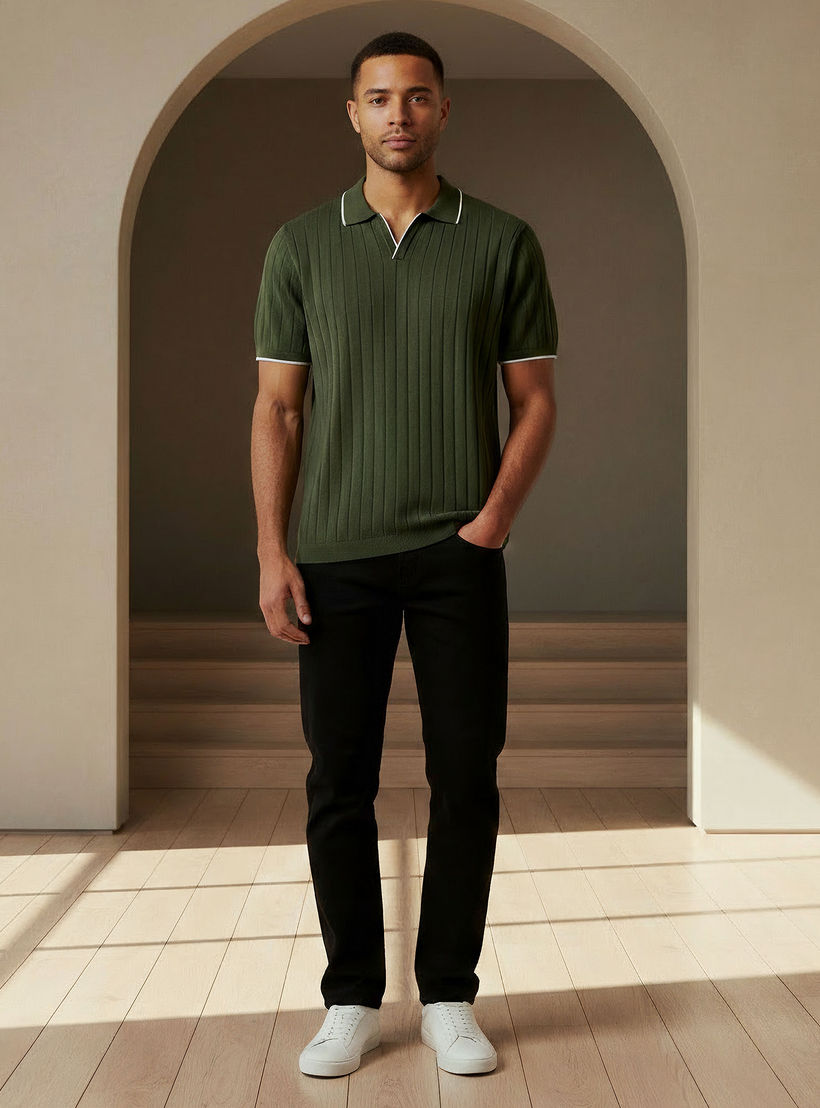 Men Short Sleeves Ribbed Polo T-shirt-men-clothing-tshirtsandpolos-polos-image-2