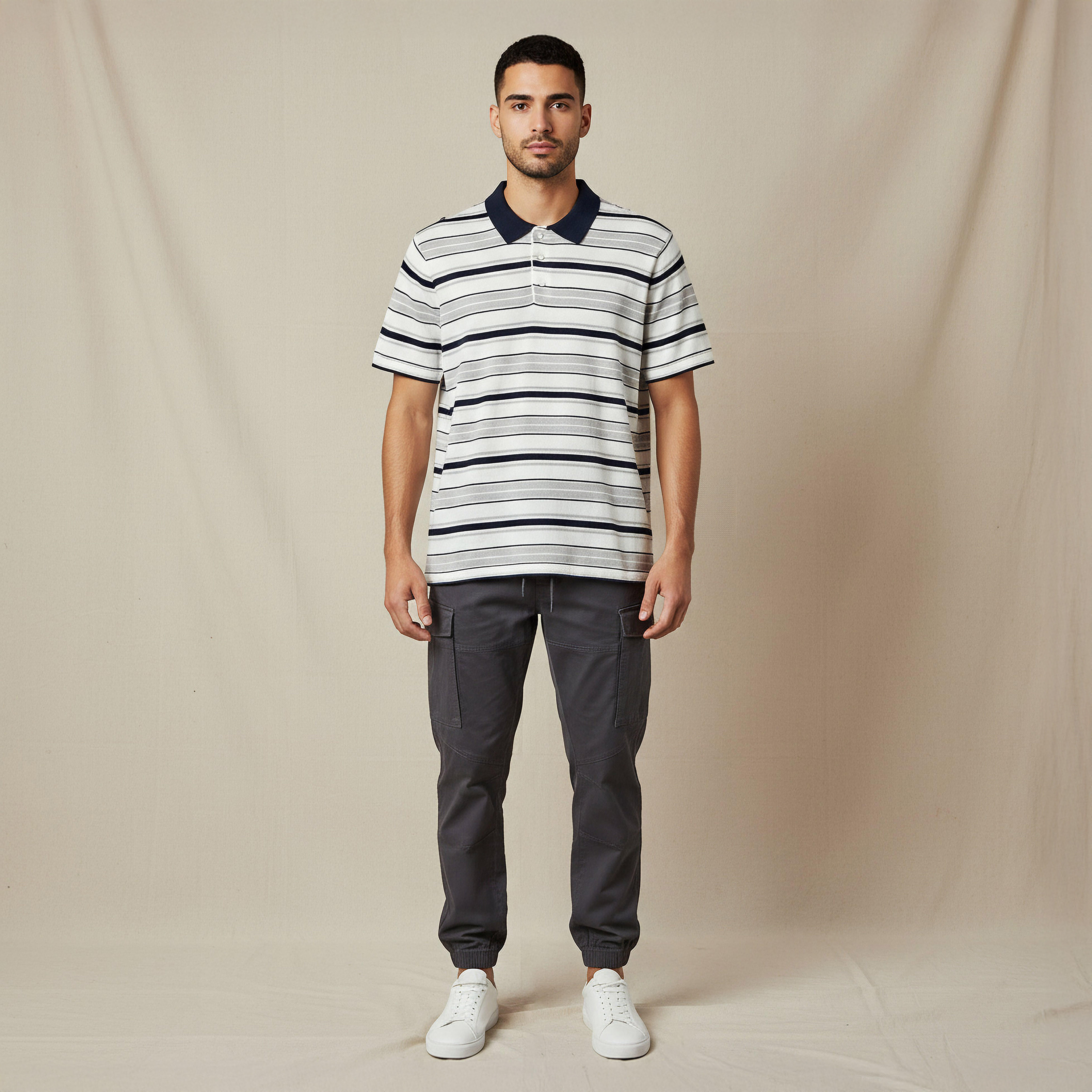 Men Short Sleeves Striped Knitted Polo T-shirt-men-clothing-tshirtsandpolos-polos-image-2