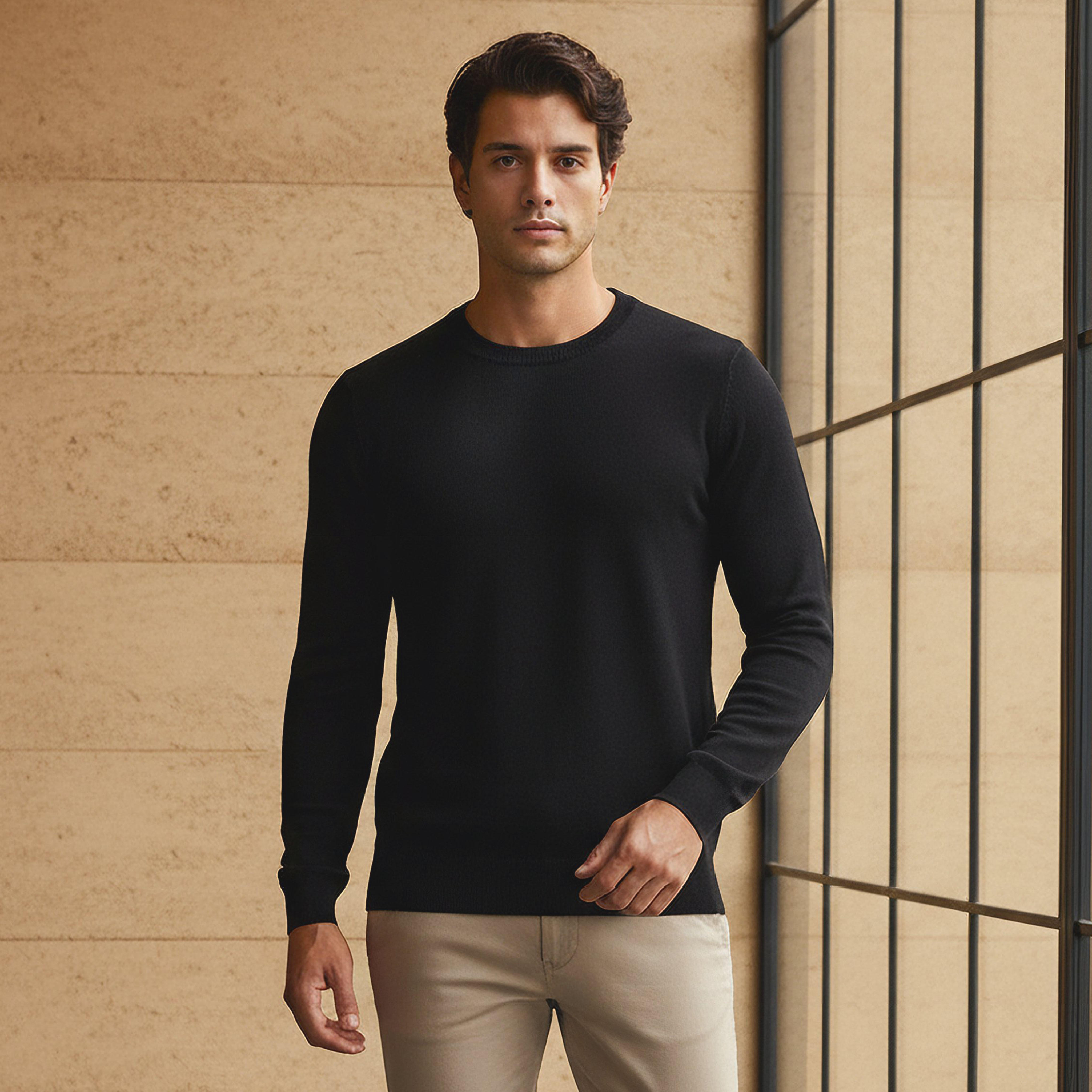 كنزة بارزة الملمس بياقة ضيقة للرجال-men-clothing-sweatersandpullovers-image-5