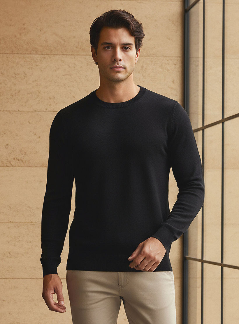 كنزة بارزة الملمس بياقة ضيقة للرجال-men-clothing-sweatersandpullovers-image-5