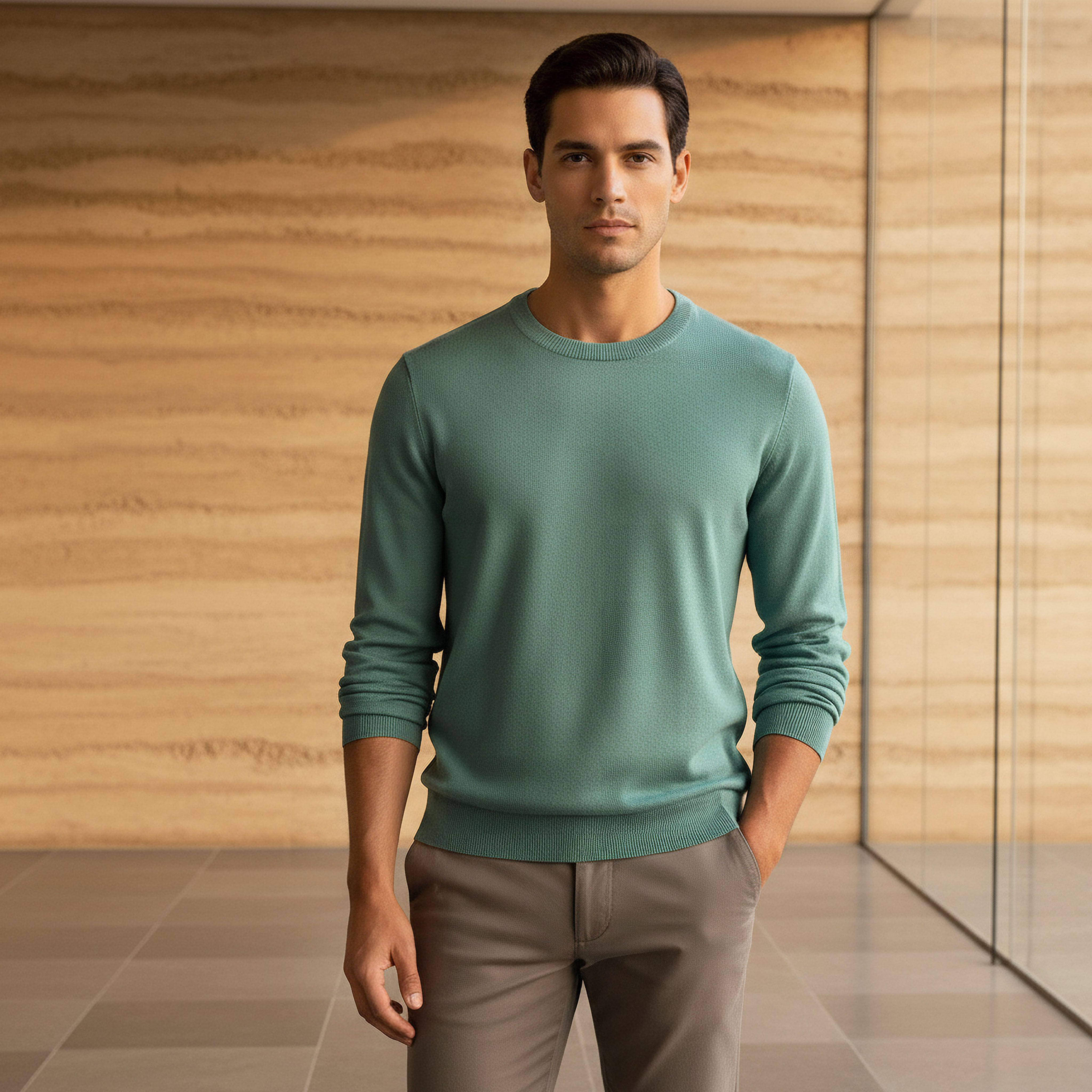 كنزة بارزة الملمس بياقة ضيقة للرجال-men-clothing-sweatersandpullovers-image-1