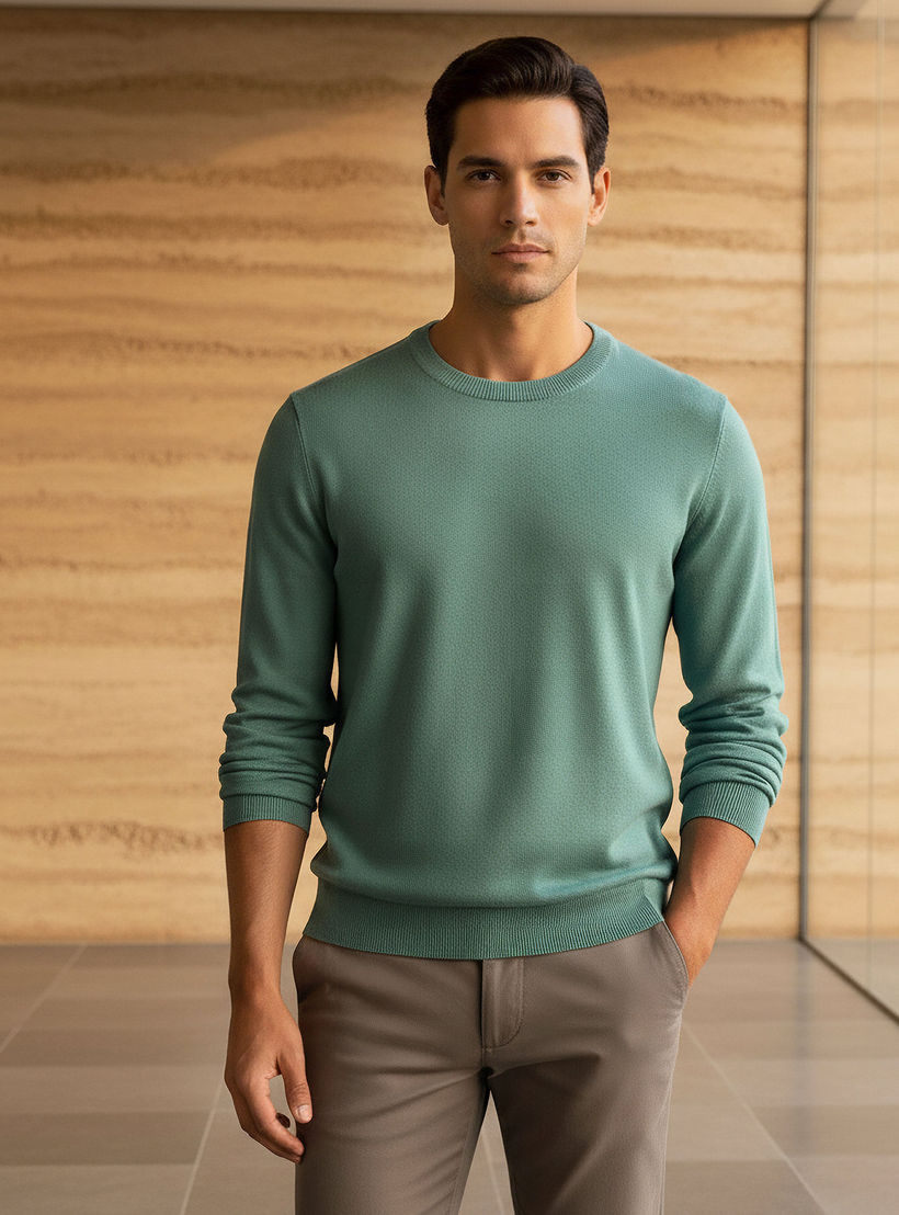 كنزة بارزة الملمس بياقة ضيقة للرجال-men-clothing-sweatersandpullovers-image-1