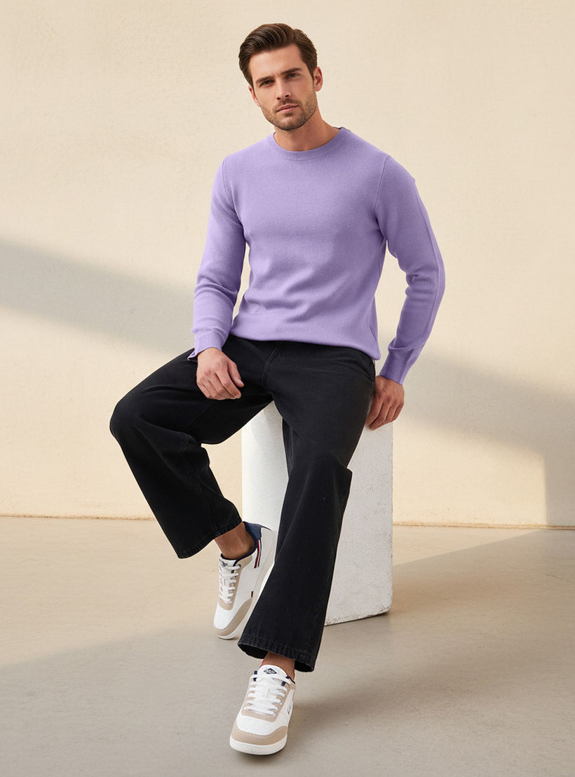 كنزة بارزة الملمس بياقة ضيقة للرجال-men-clothing-sweatersandpullovers-image-2