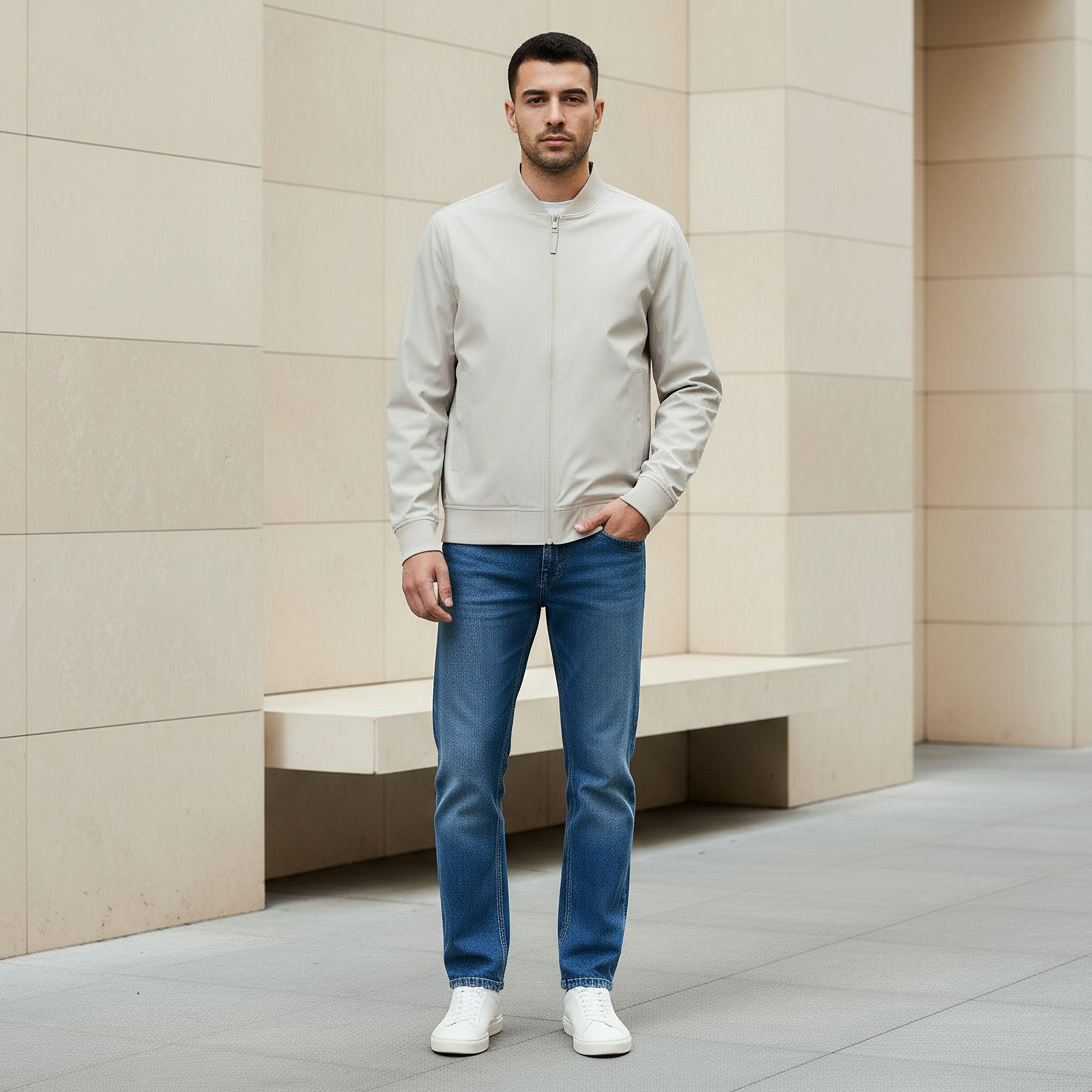 Men Bomber Jacket with Zip Closure-men-clothing-jacketsandblazers-jackets-image-2