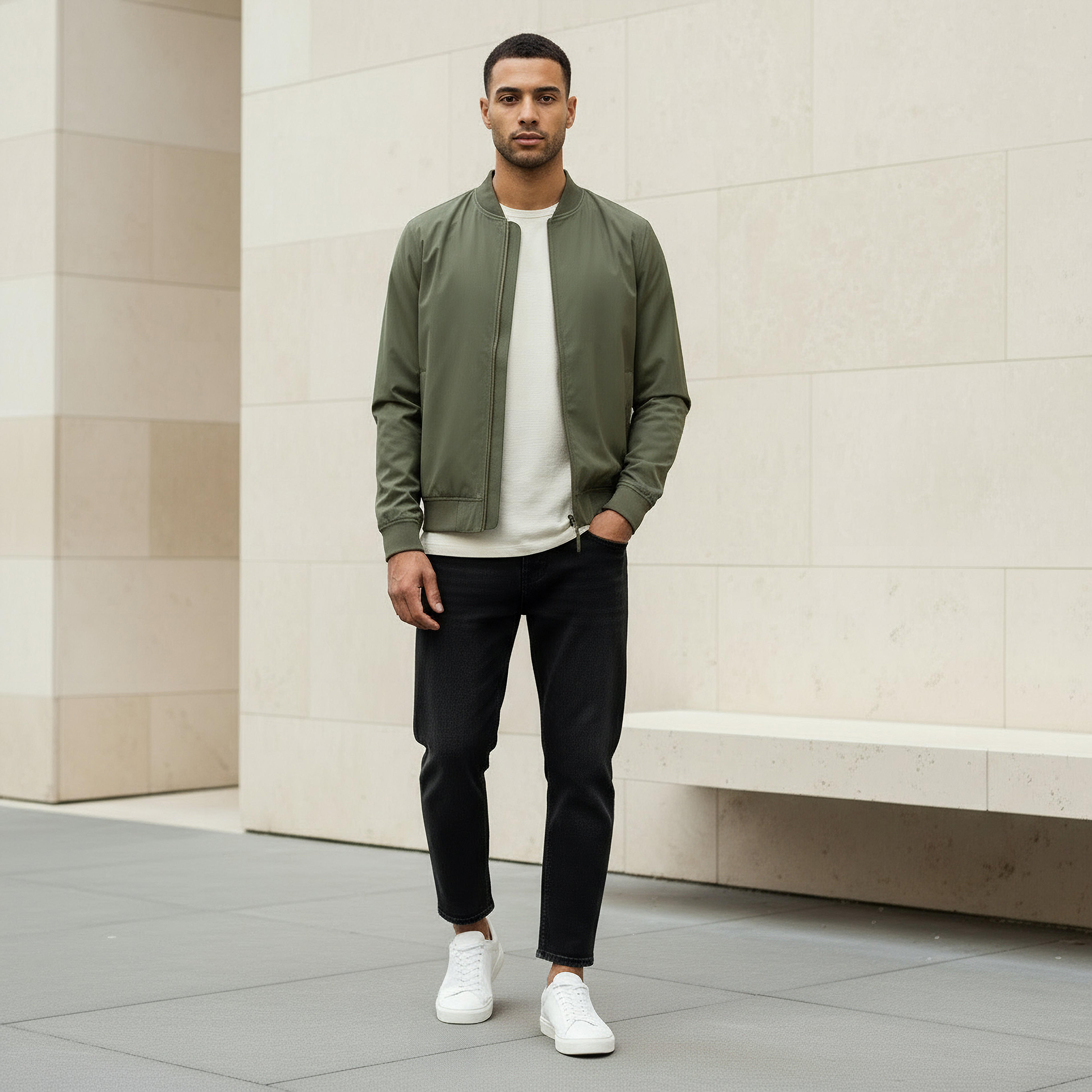 Men Bomber Jacket with Zip Closure-men-clothing-jacketsandblazers-jackets-image-2