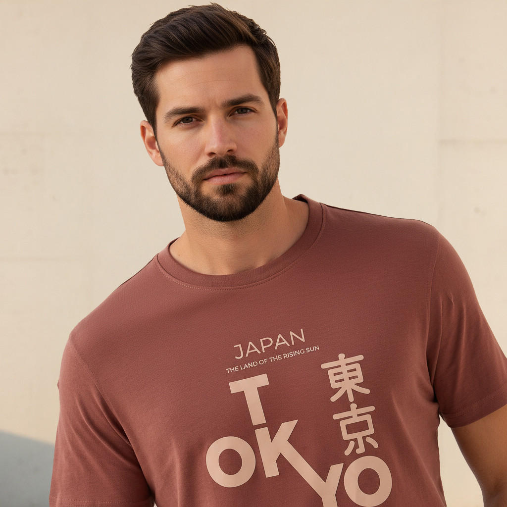 تيشيرت بقصة سليم وياقة ضيقة وأكمام قصيرة وطبعات للرجال-men-clothing-tshirtsandpolos-tshirts-image-4