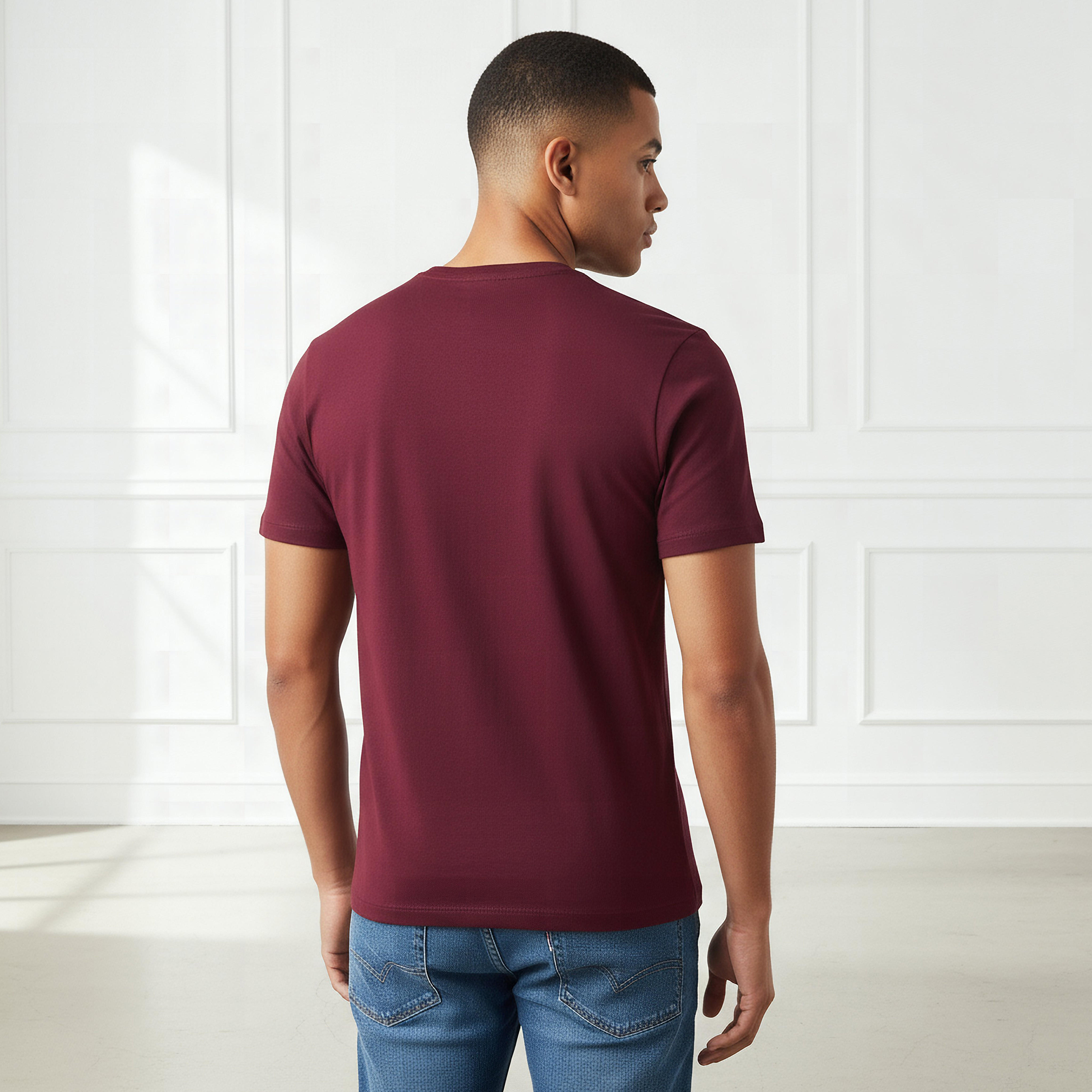 تيشيرت بقصة سليم وياقة ضيقة وأكمام قصيرة وطبعات للرجال-men-clothing-tshirtsandpolos-tshirts-image-3