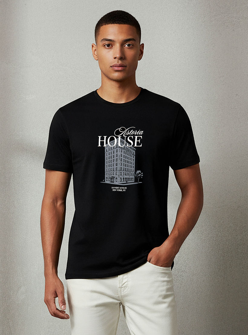 تيشيرت بقصة سليم وياقة ضيقة وأكمام قصيرة وطبعات جرافيك للرجال-men-clothing-tshirtsandpolos-tshirts-image-1
