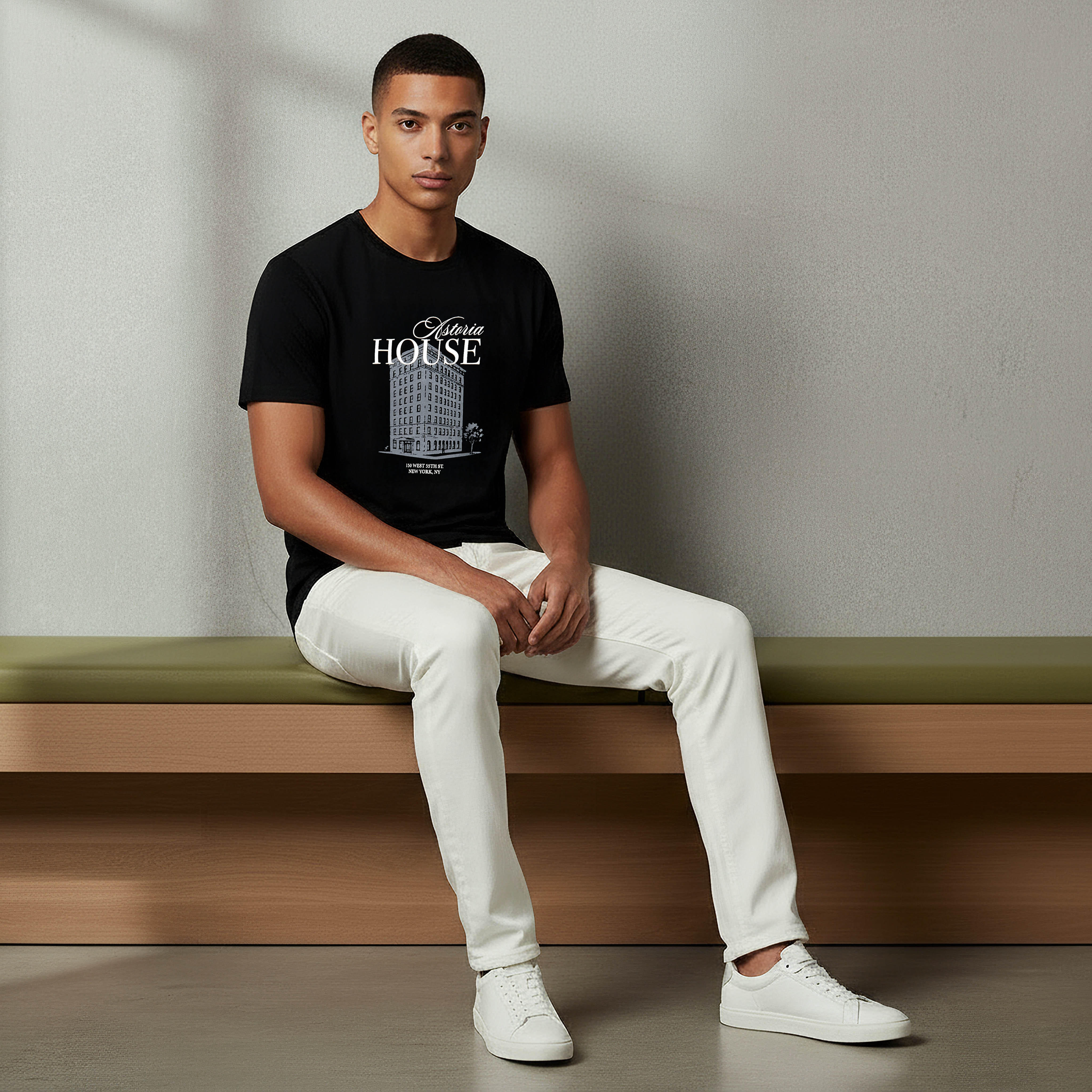 تيشيرت بقصة سليم وياقة ضيقة وأكمام قصيرة وطبعات جرافيك للرجال-men-clothing-tshirtsandpolos-tshirts-image-2