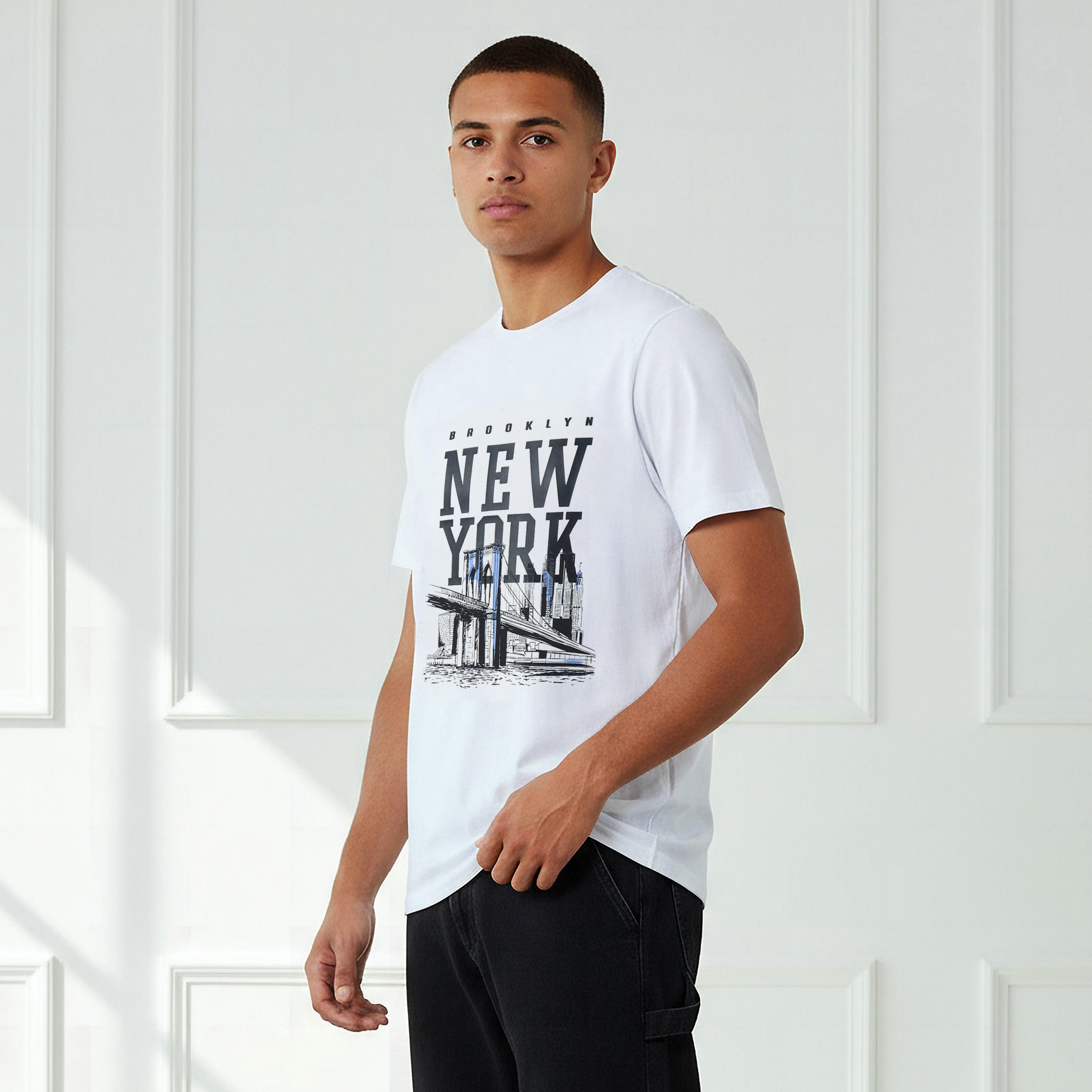 Men Slim Fit Crew Neck Short Sleeves New York Print T-shirt-men-clothing-tshirtsandpolos-tshirts-image-1