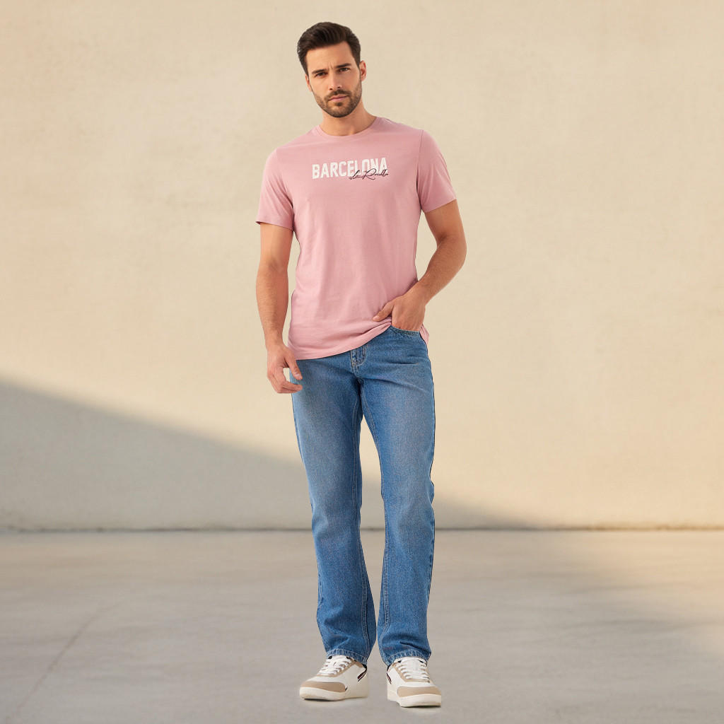 Men Slim Fit Crew Neck Short Sleeves Barcelona Varsity Print T-shirt-men-clothing-tshirtsandpolos-tshirts-image-2