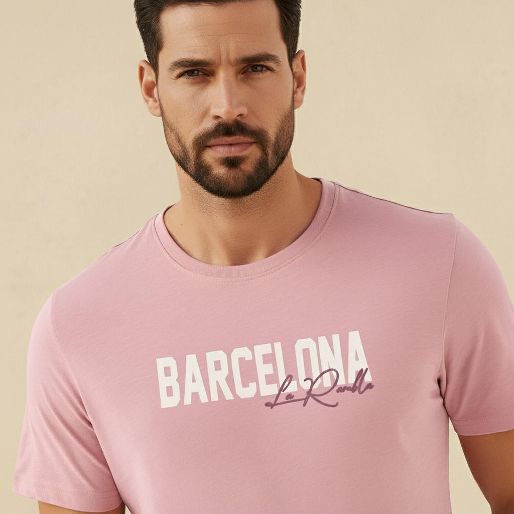 Men Slim Fit Crew Neck Short Sleeves Barcelona Varsity Print T-shirt-men-clothing-tshirtsandpolos-tshirts-image-4