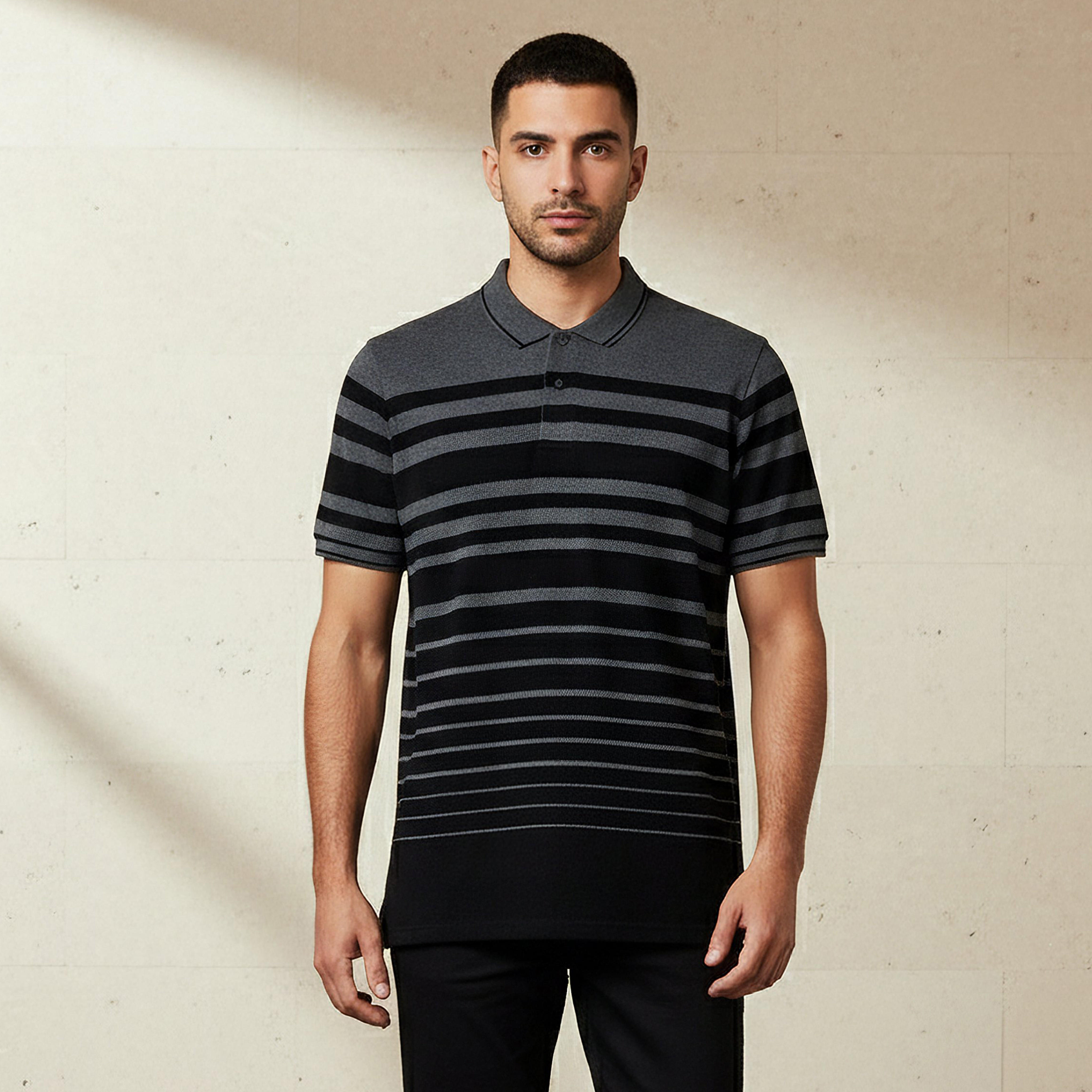 Men Short Sleeve Striped Polo T-shirt-men-clothing-tshirtsandpolos-polos-image-1