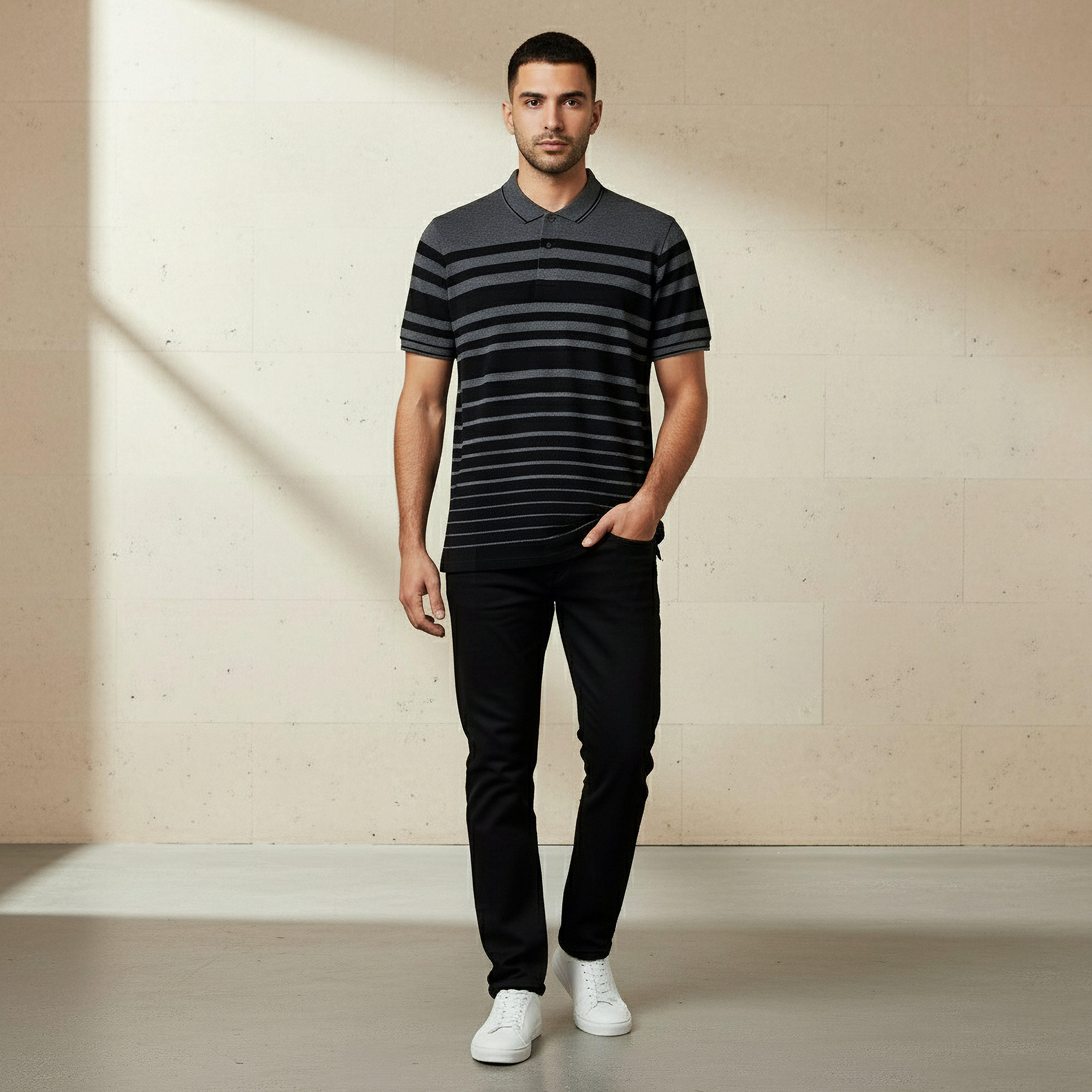 Men Short Sleeve Striped Polo T-shirt-men-clothing-tshirtsandpolos-polos-image-2