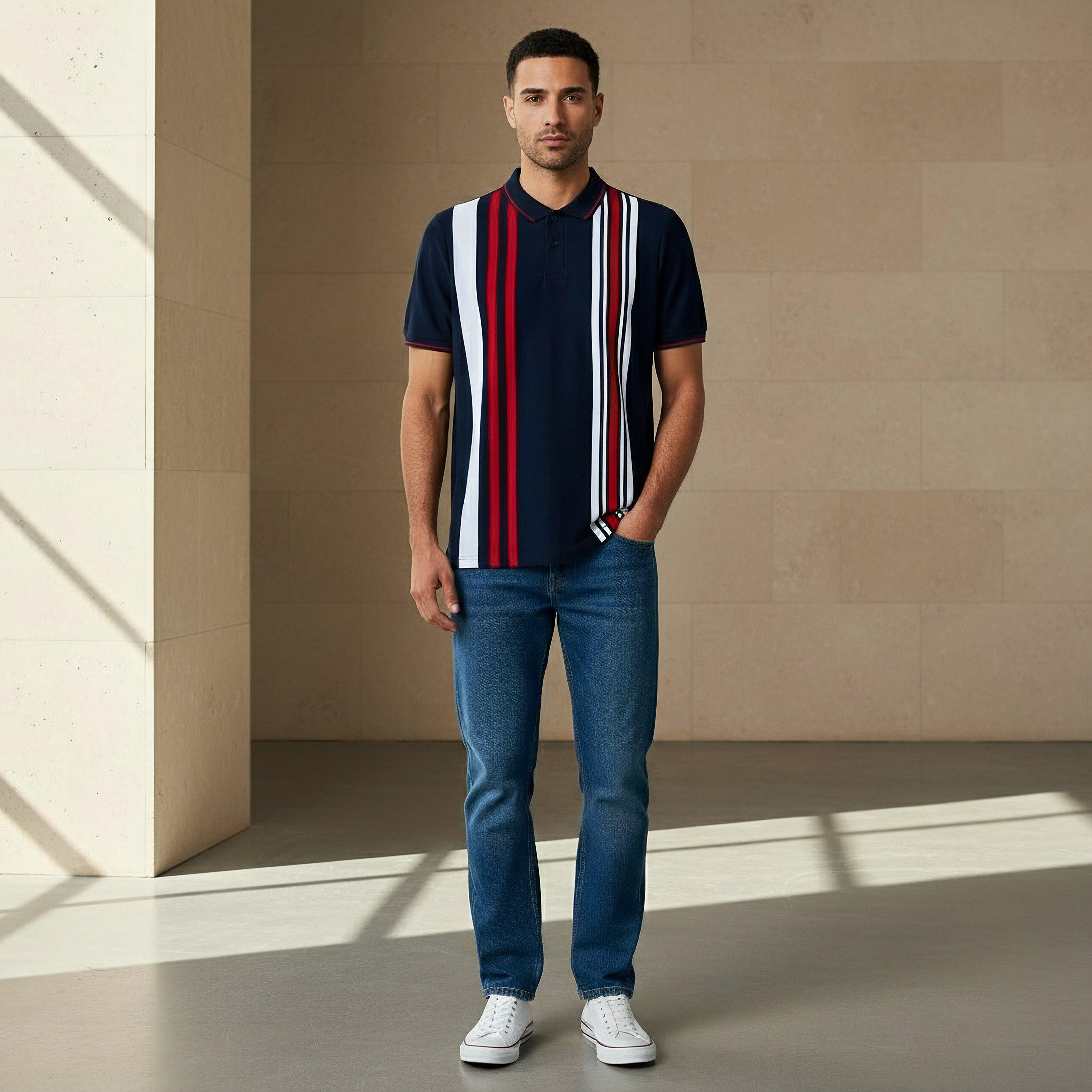Men Short Sleeves Striped Polo T-shirt-men-clothing-tshirtsandpolos-polos-image-2