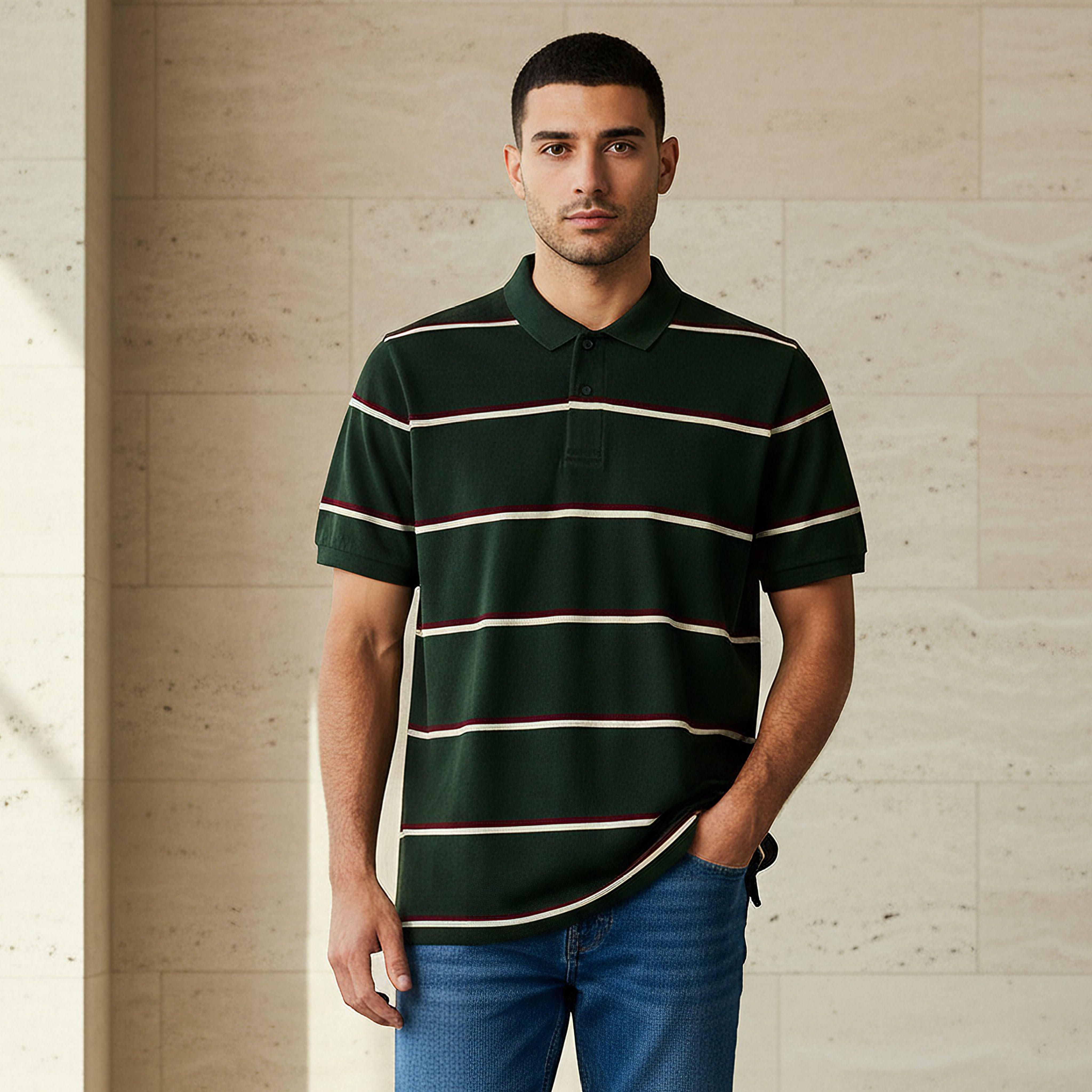 Men Short Sleeve Striped Polo T-shirt-men-clothing-tshirtsandpolos-polos-image-1