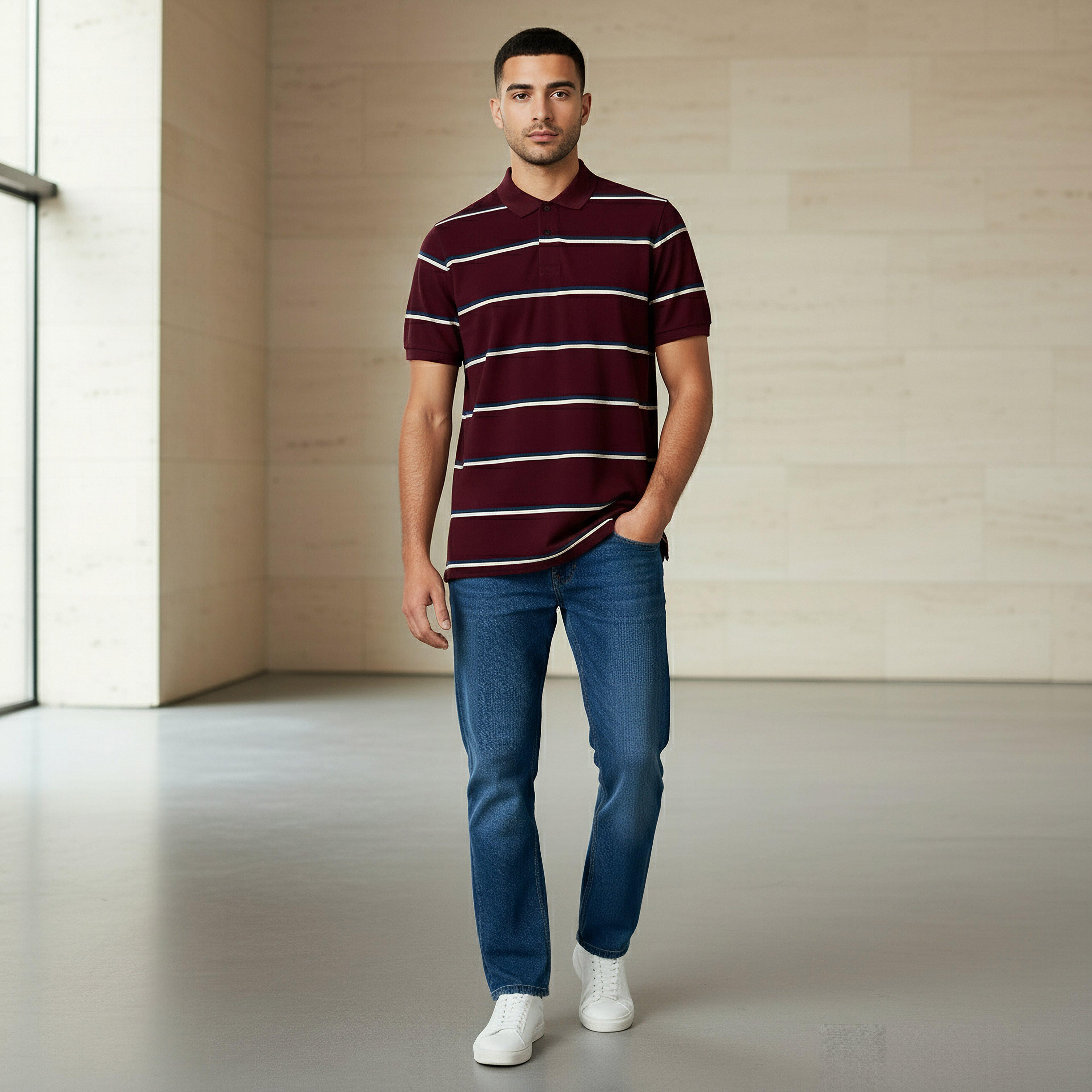 Men Short Sleeve Striped Polo T-shirt-men-clothing-tshirtsandpolos-polos-image-2