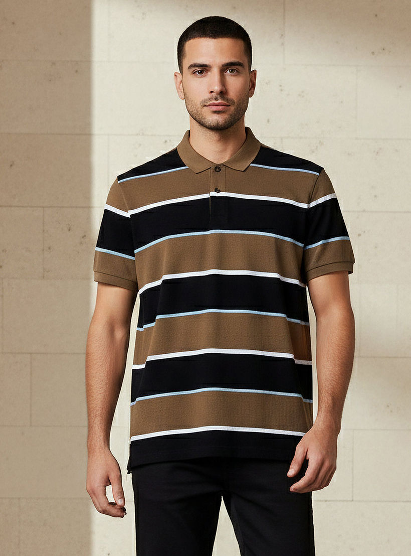 Men Short Sleeve Striped Polo T-shirt-men-clothing-tshirtsandpolos-polos-image-1
