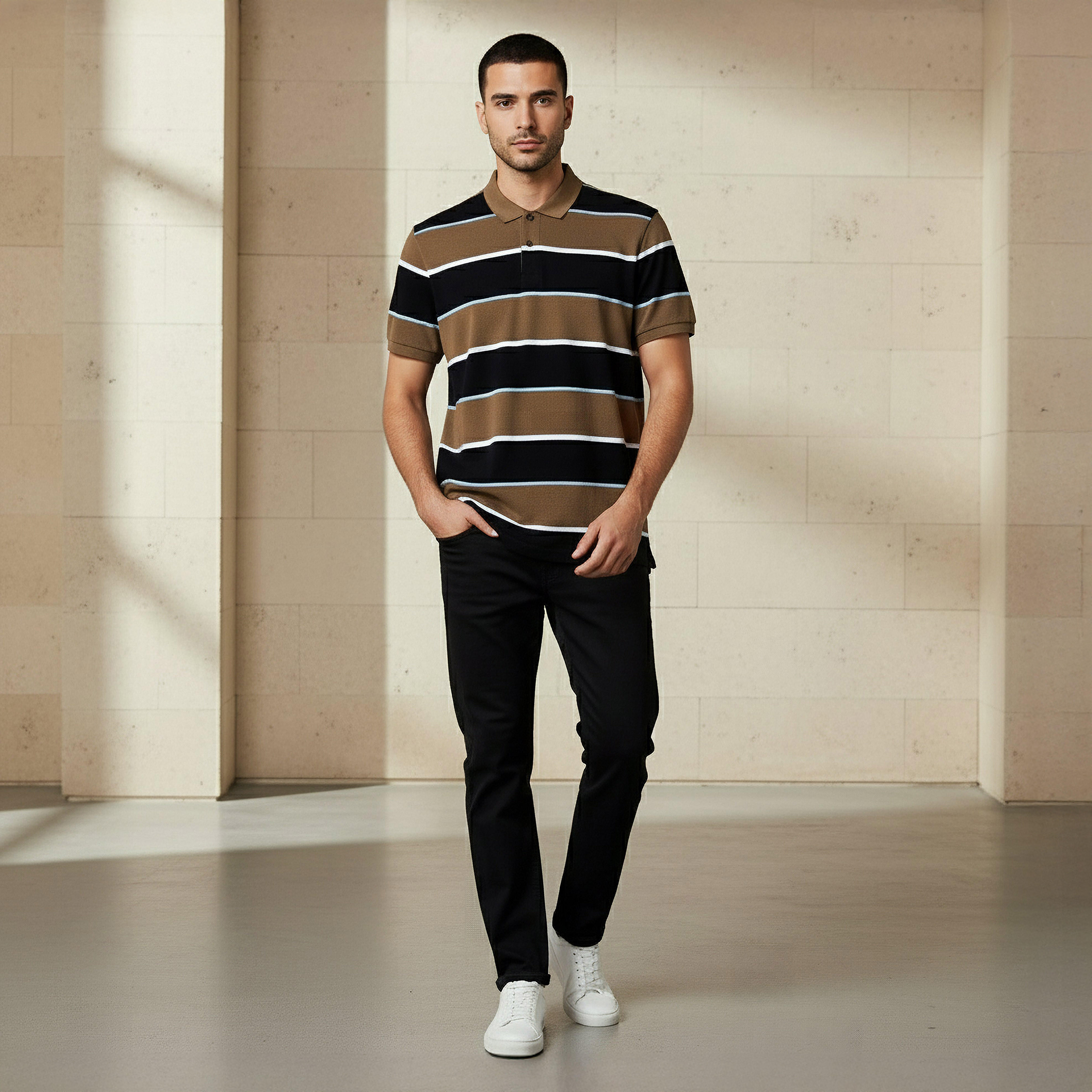 Men Short Sleeve Striped Polo T-shirt-men-clothing-tshirtsandpolos-polos-image-2