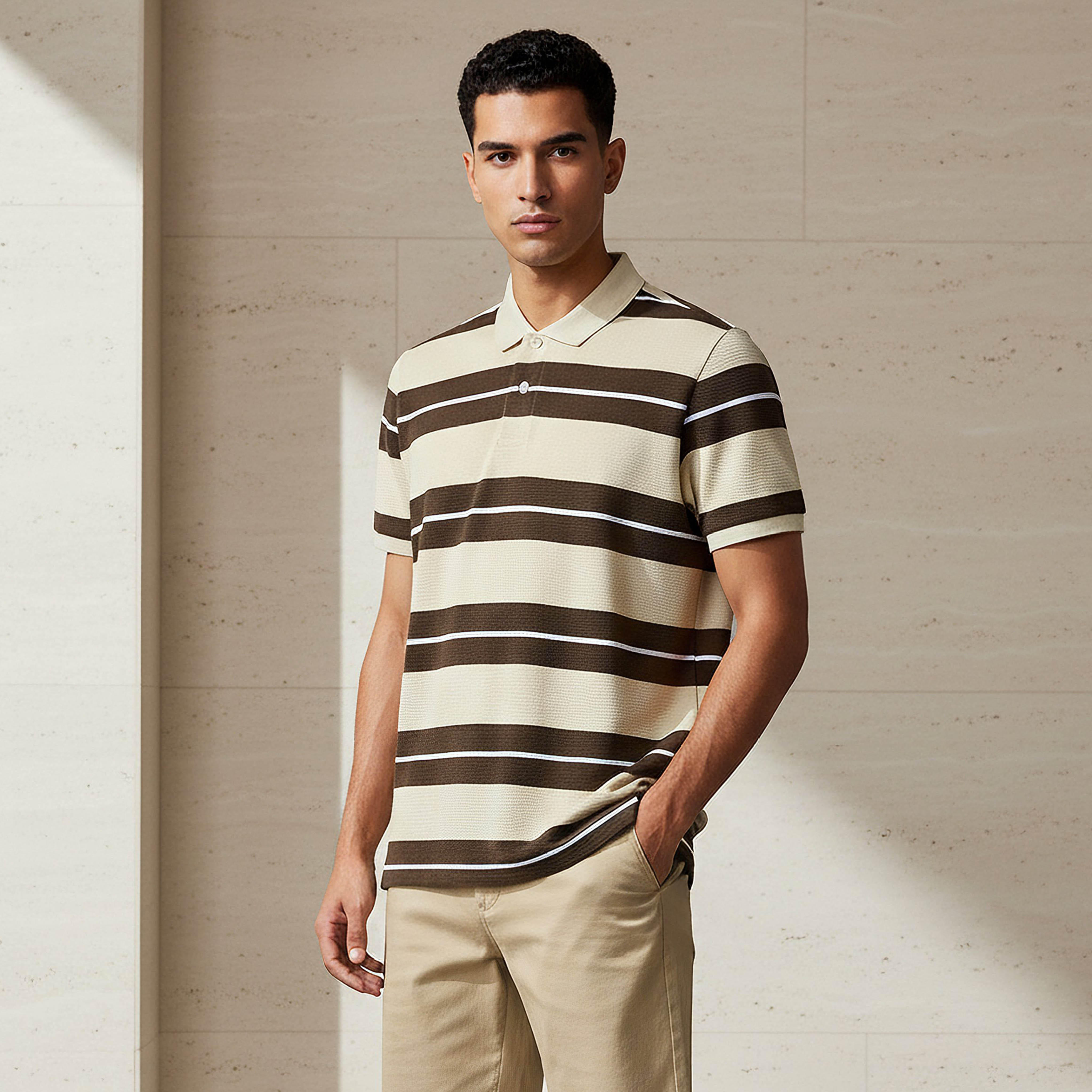 Men Short Sleeve Striped Polo T-shirt-men-clothing-tshirtsandpolos-polos-image-1