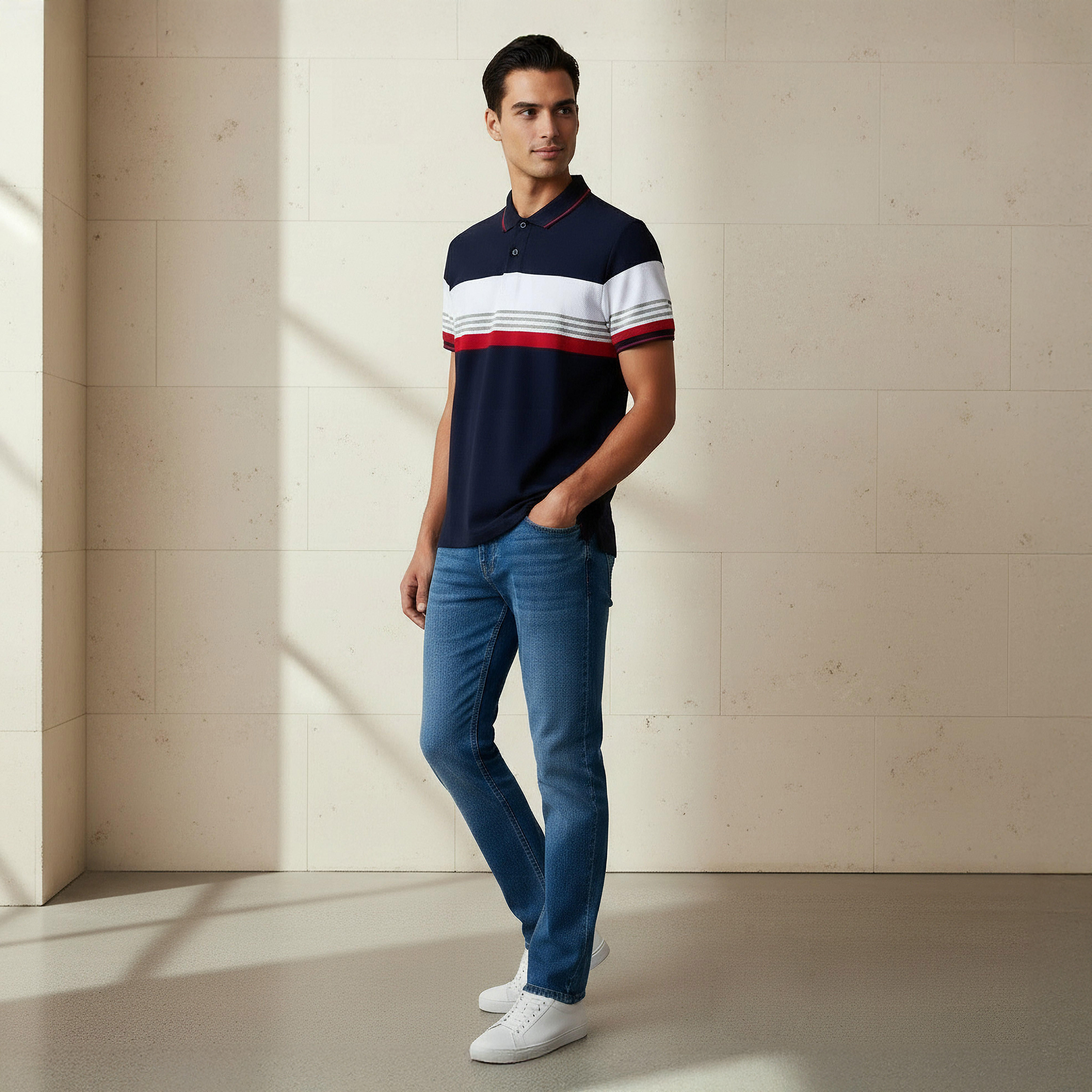 Men Short Sleeve Striped Polo T-shirt-men-clothing-tshirtsandpolos-polos-image-2
