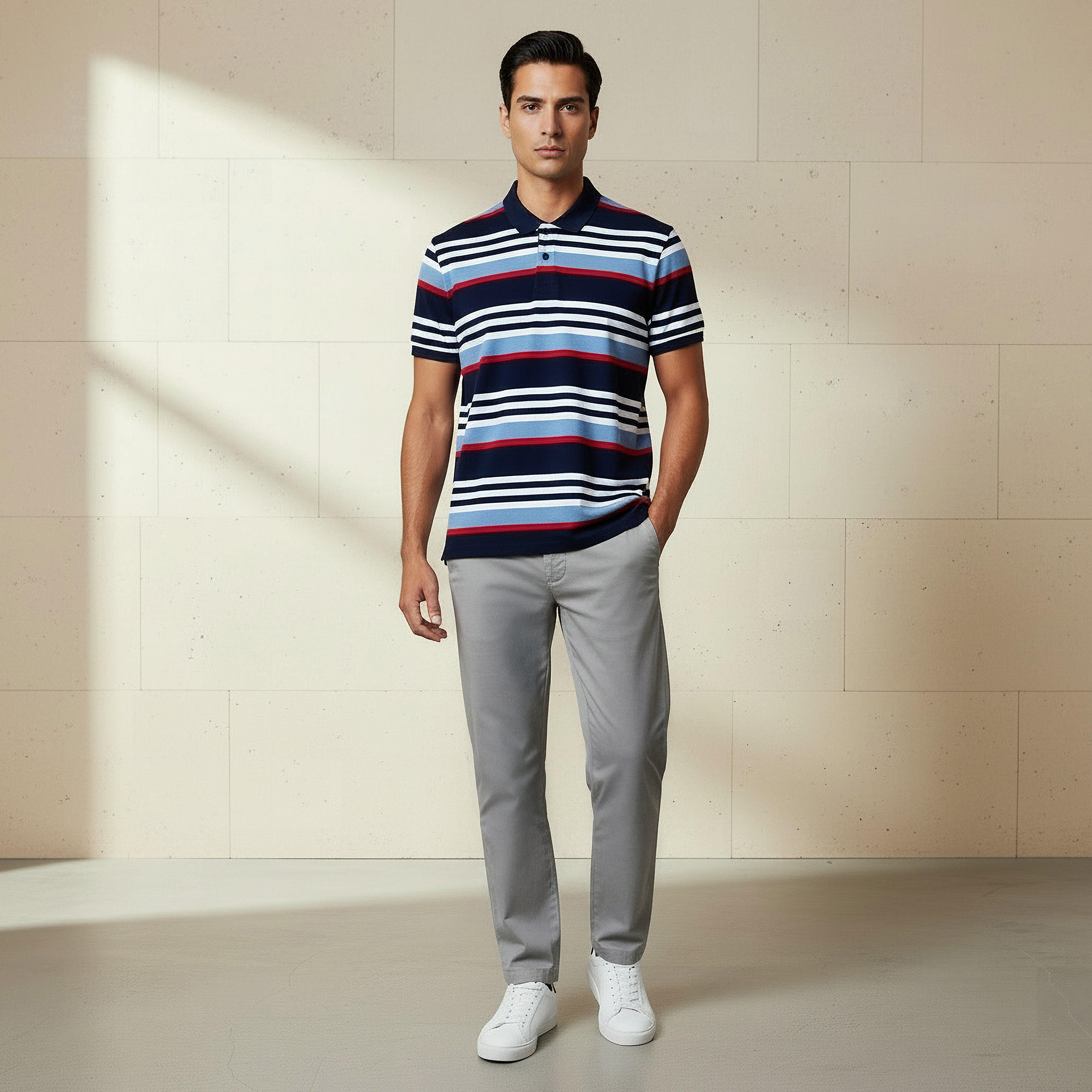 Men Short Sleeves Striped Polo T-shirt-men-clothing-tshirtsandpolos-polos-image-2