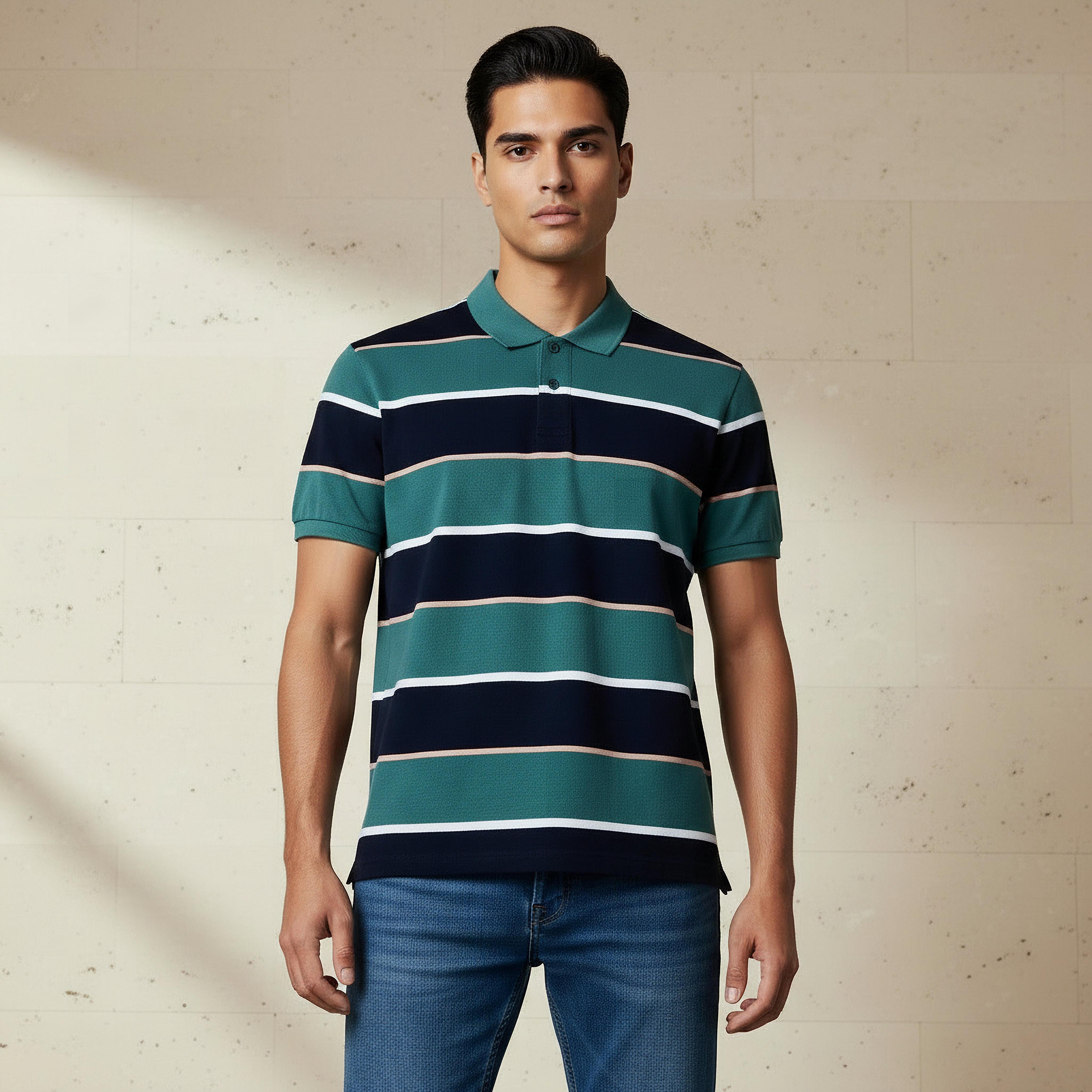 Men Short Sleeve Striped Polo T-shirt-men-clothing-tshirtsandpolos-polos-image-1