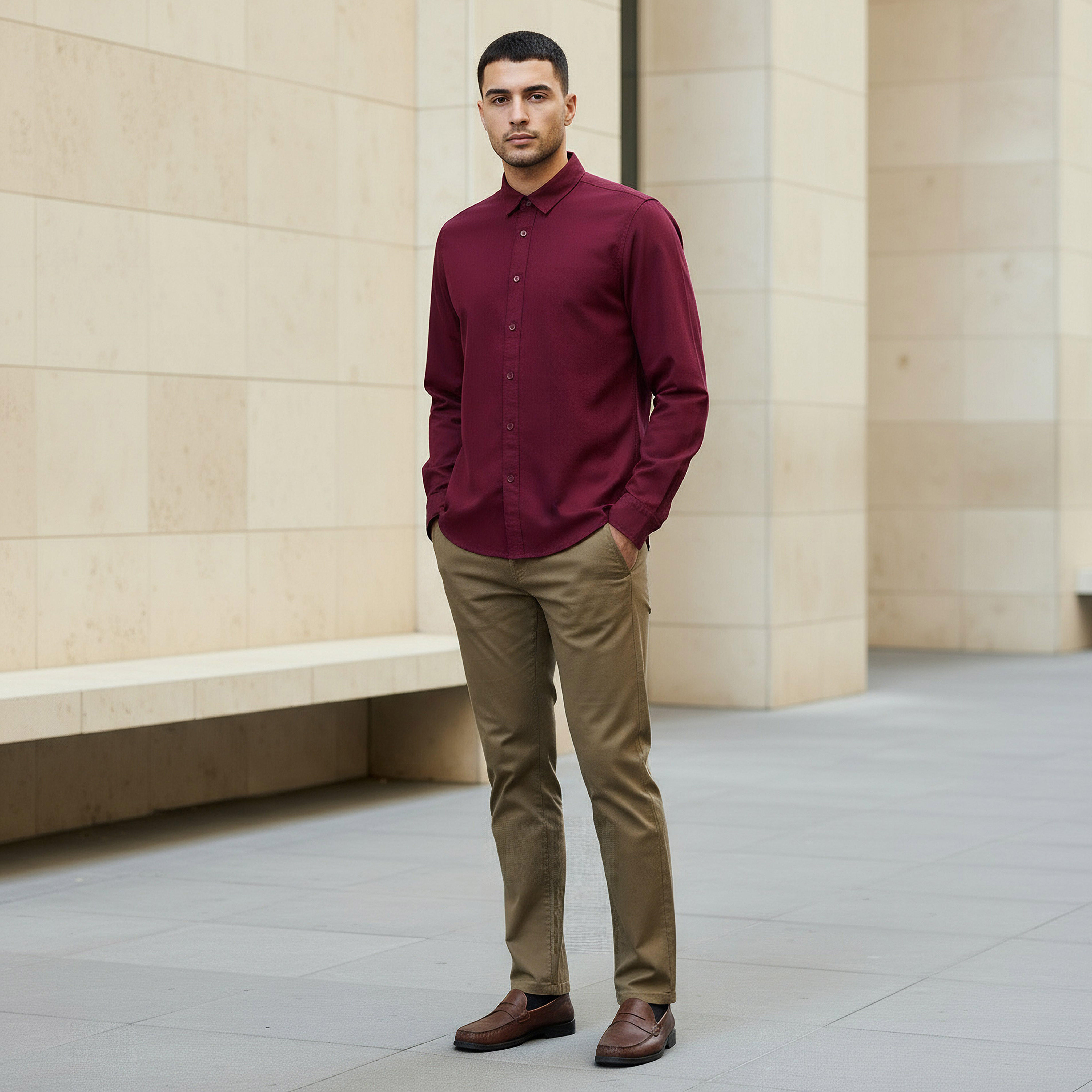 Men Regular Fit Button-Down Collar Long Sleeve Oxford Shirt-men-clothing-shirts-image-2