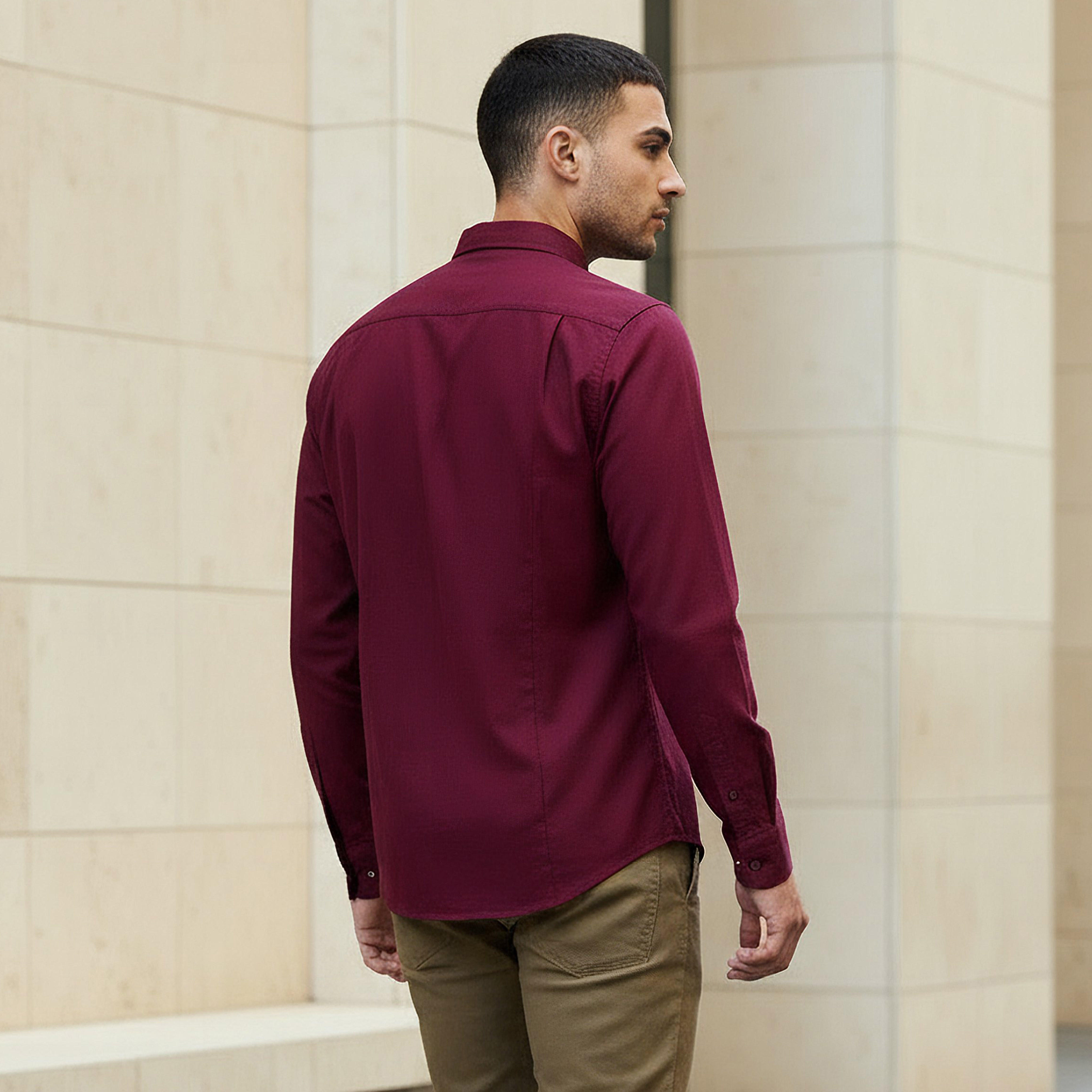Men Regular Fit Button-Down Collar Long Sleeve Oxford Shirt-men-clothing-shirts-image-3