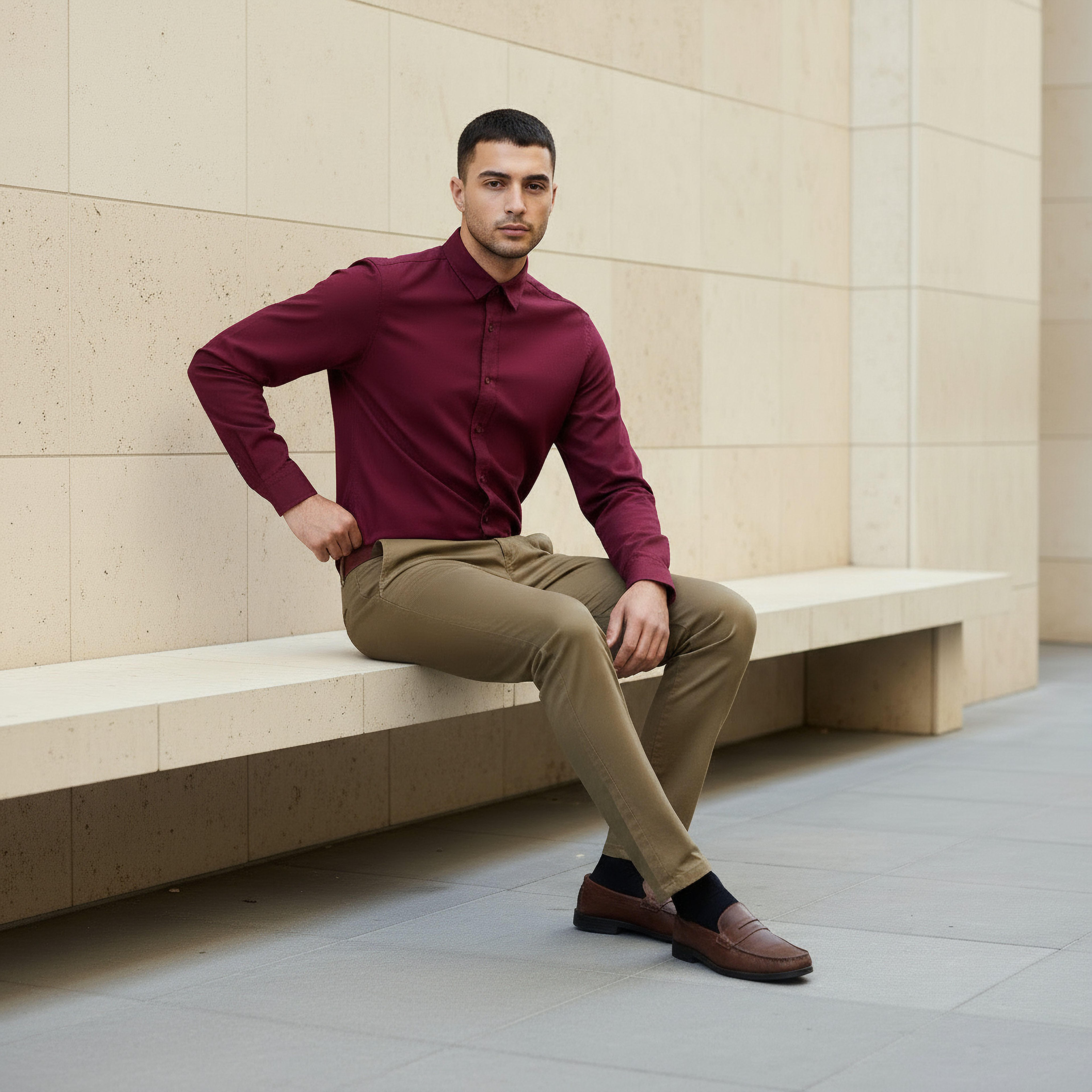 Men Regular Fit Button-Down Collar Long Sleeve Oxford Shirt-men-clothing-shirts-image-5