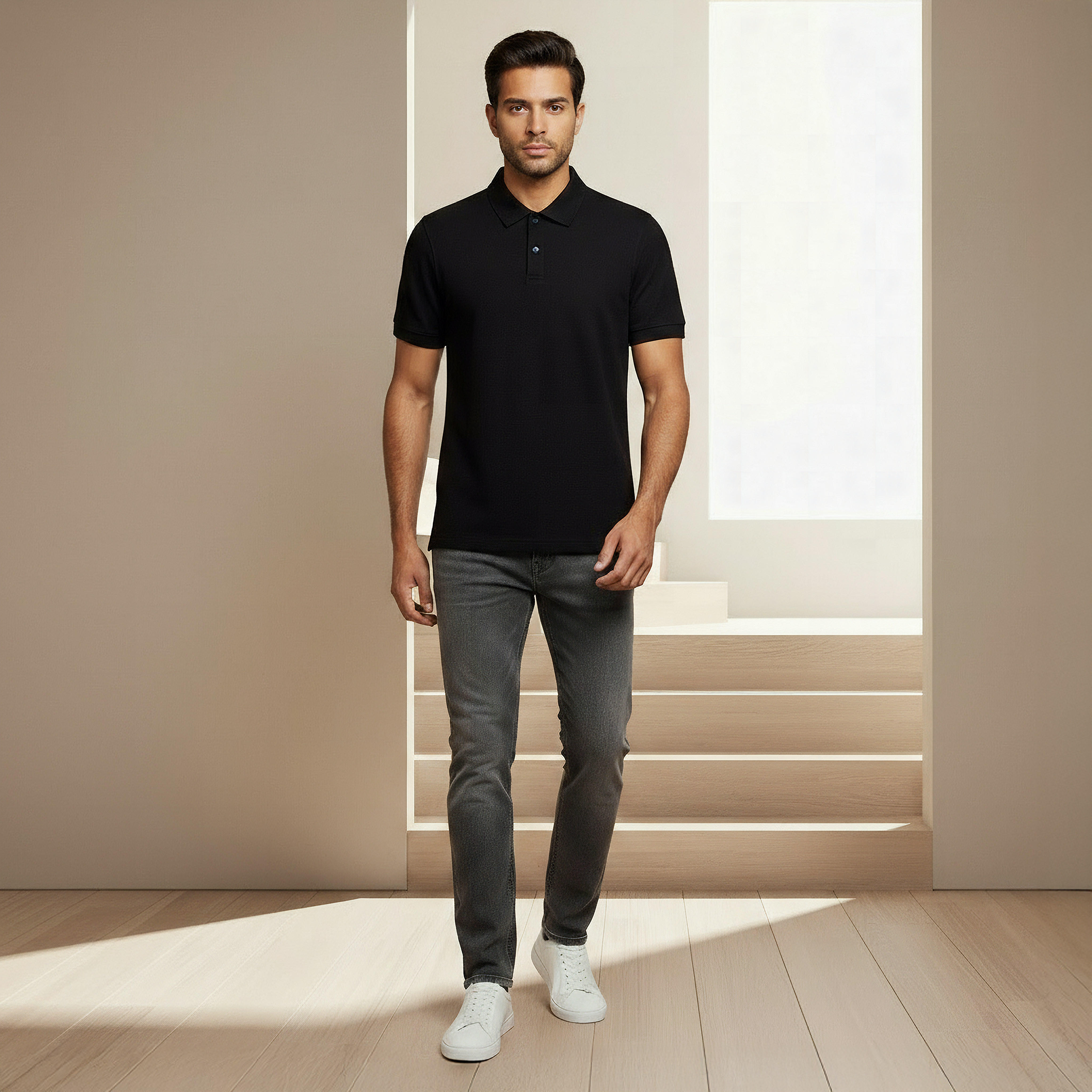 Men Short Sleeve Textured Polo T-shirt-men-clothing-tshirtsandpolos-polos-image-2