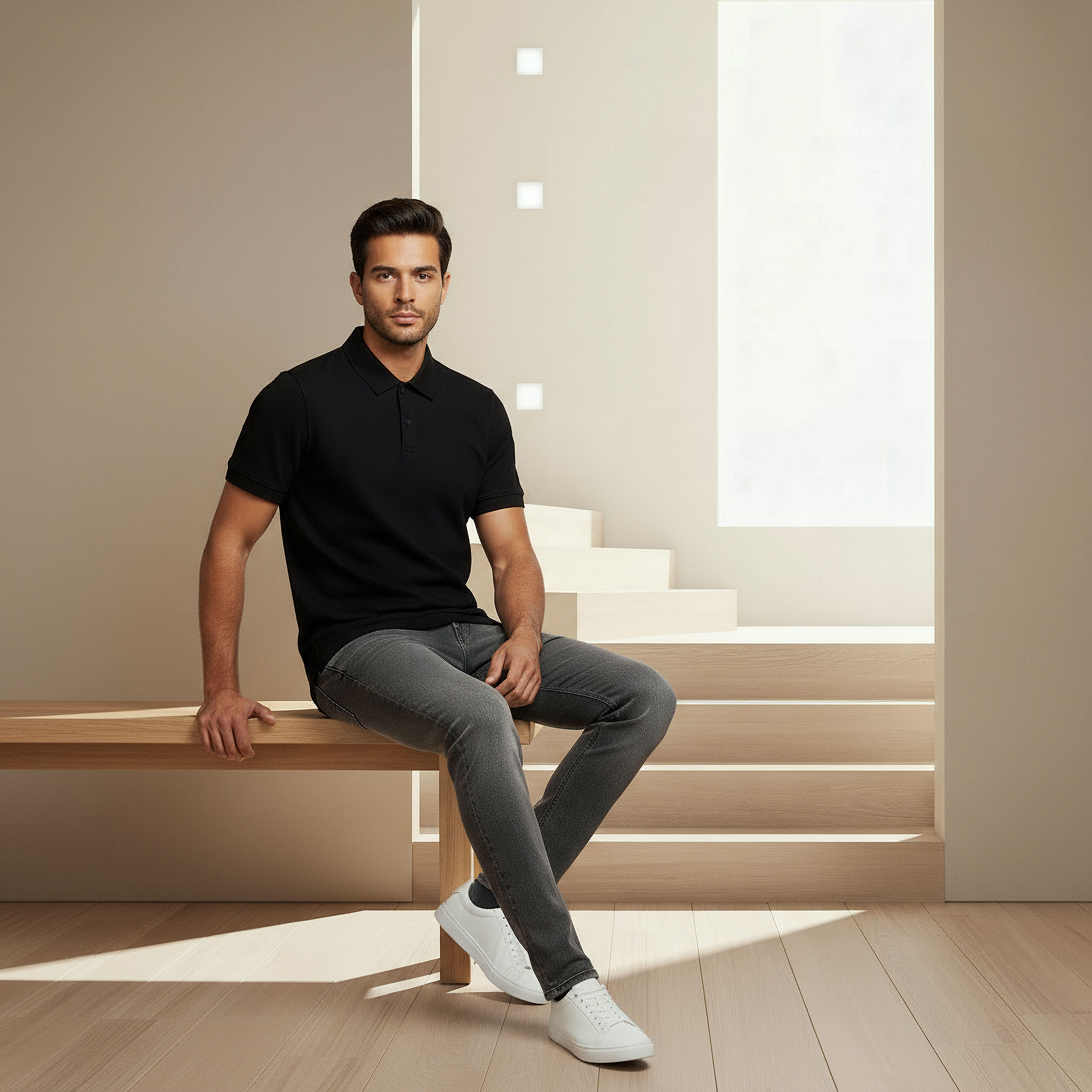 تيشيرت بولو بارز الملمس بأكمام قصيرة للرجال-men-clothing-tshirtsandpolos-polos-image-5
