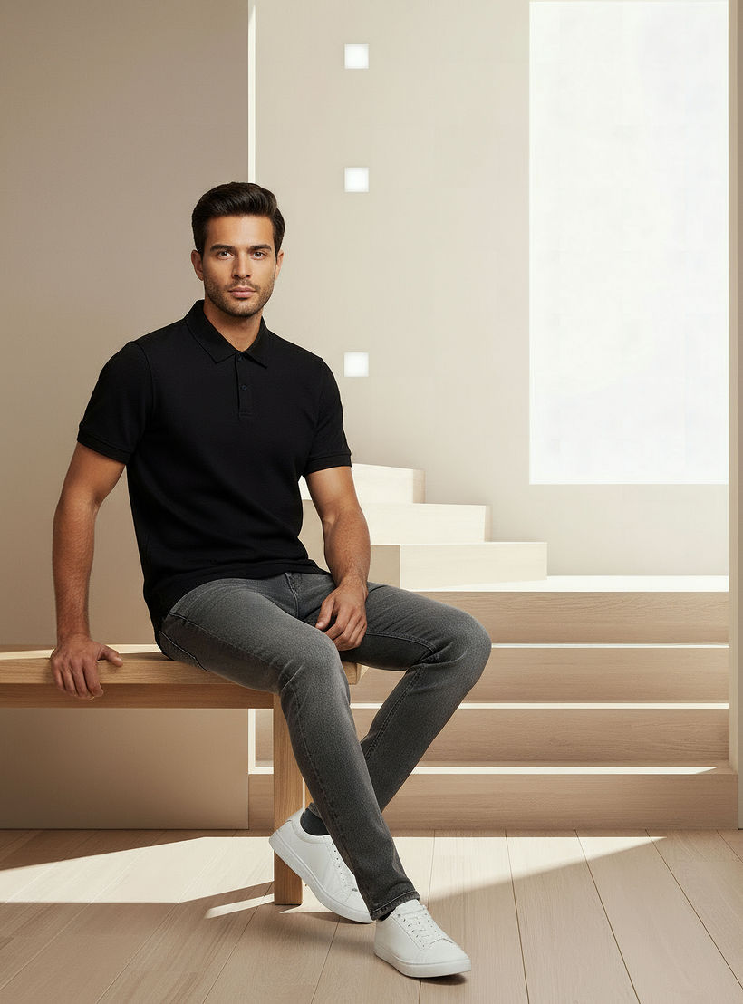 تيشيرت بولو بارز الملمس بأكمام قصيرة للرجال-men-clothing-tshirtsandpolos-polos-image-5