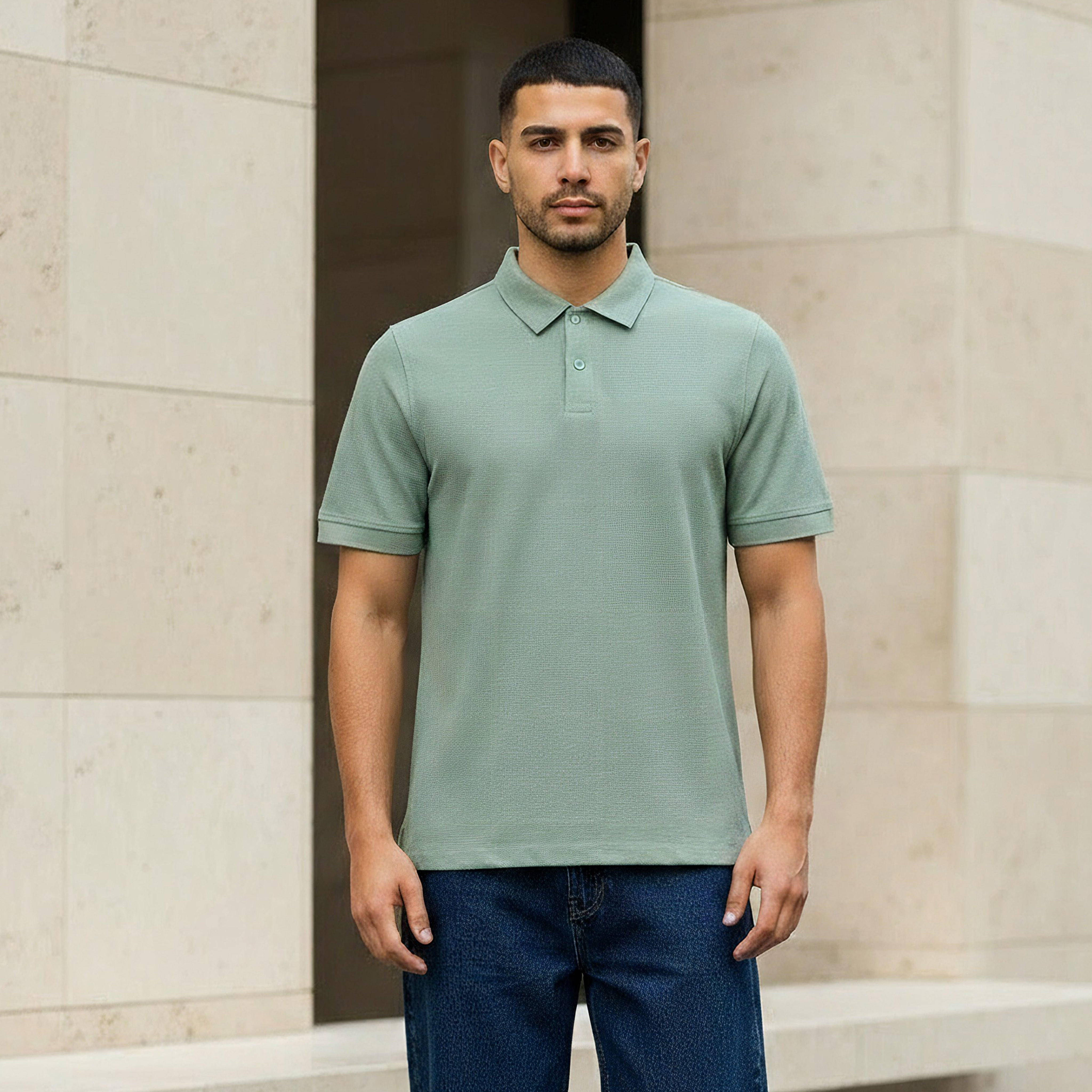 Men Short Sleeves Textured Polo T-shirt-men-clothing-tshirtsandpolos-polos-image-1