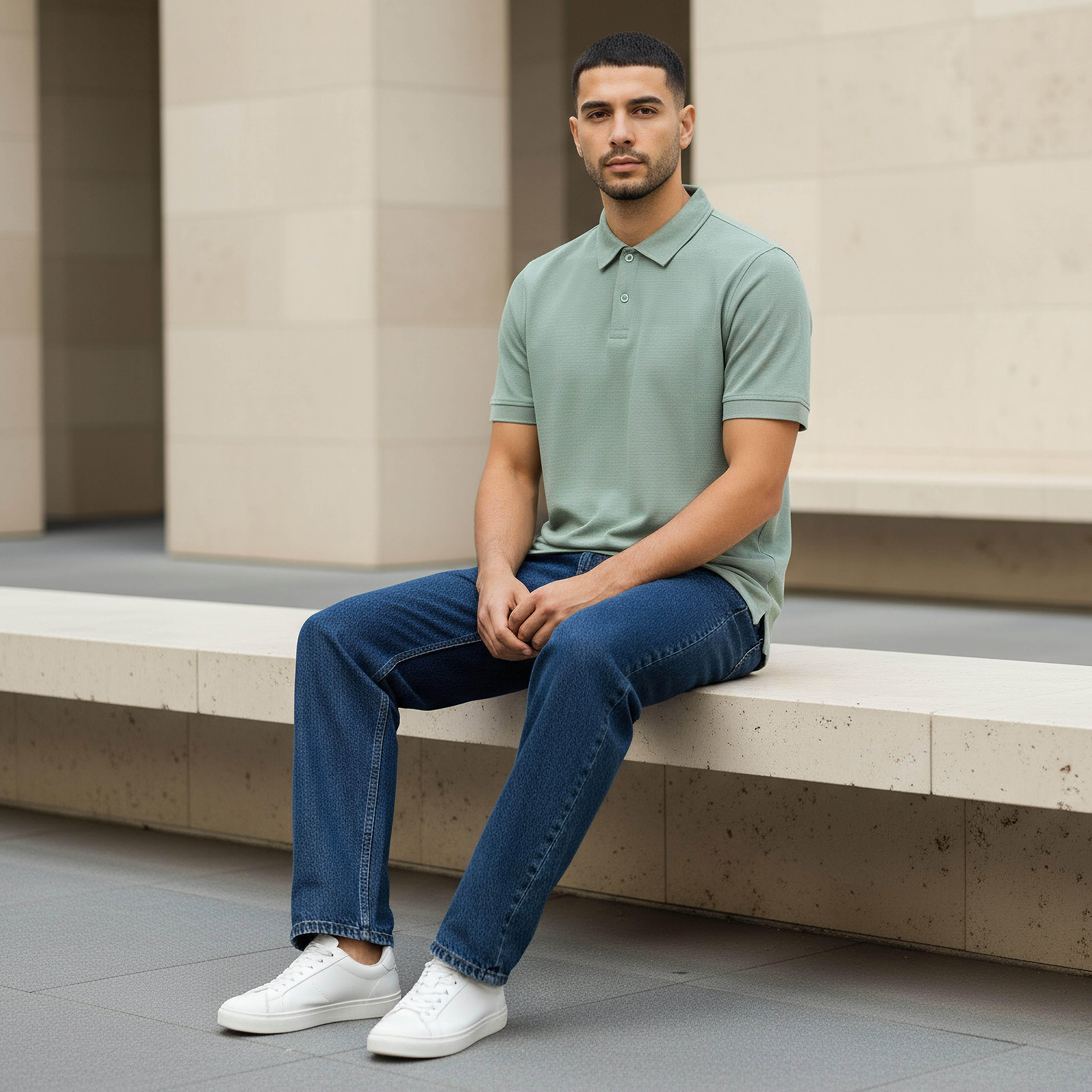 Men Short Sleeves Textured Polo T-shirt-men-clothing-tshirtsandpolos-polos-image-2