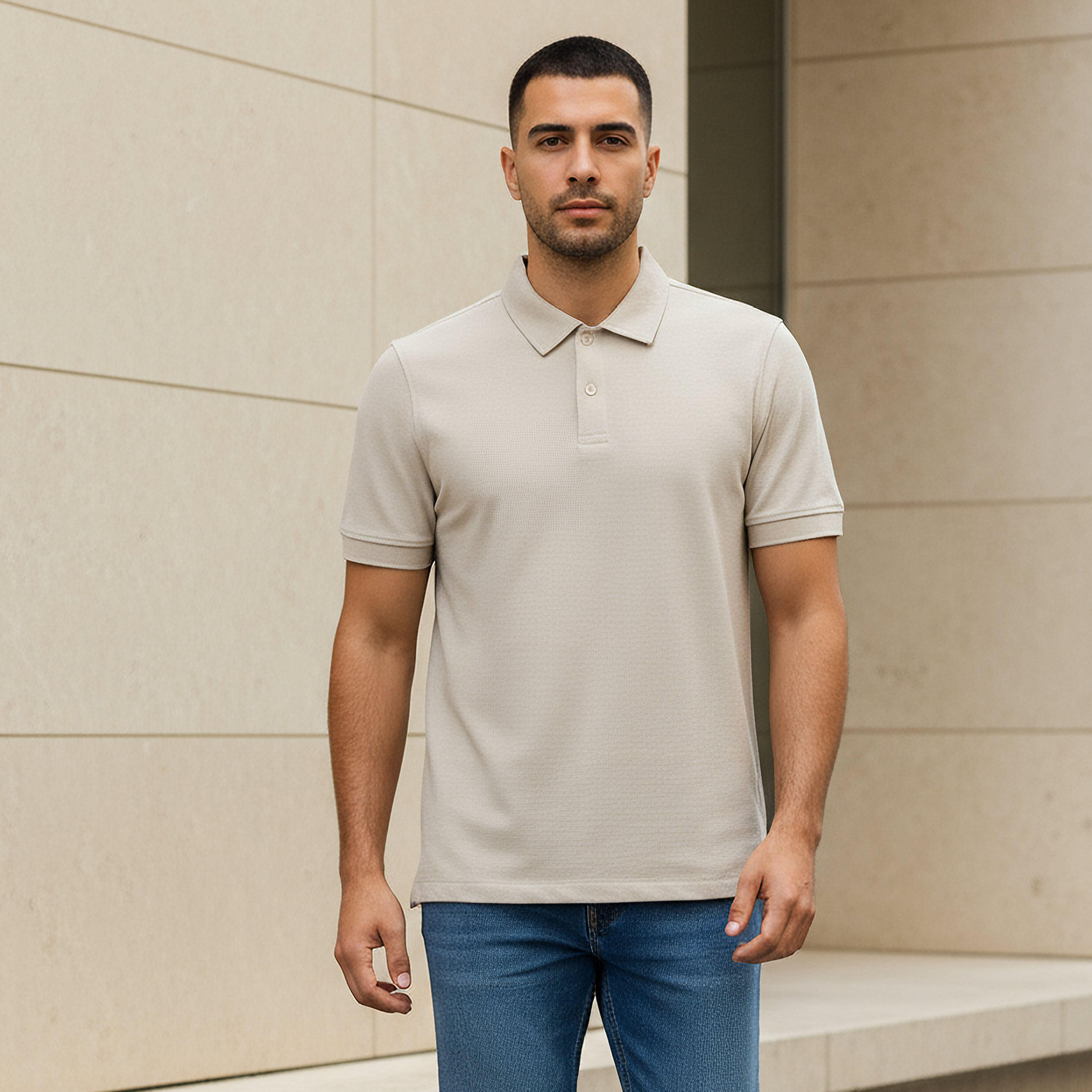Men Short Sleeves Textured Polo T-shirt-men-clothing-tshirtsandpolos-polos-image-1