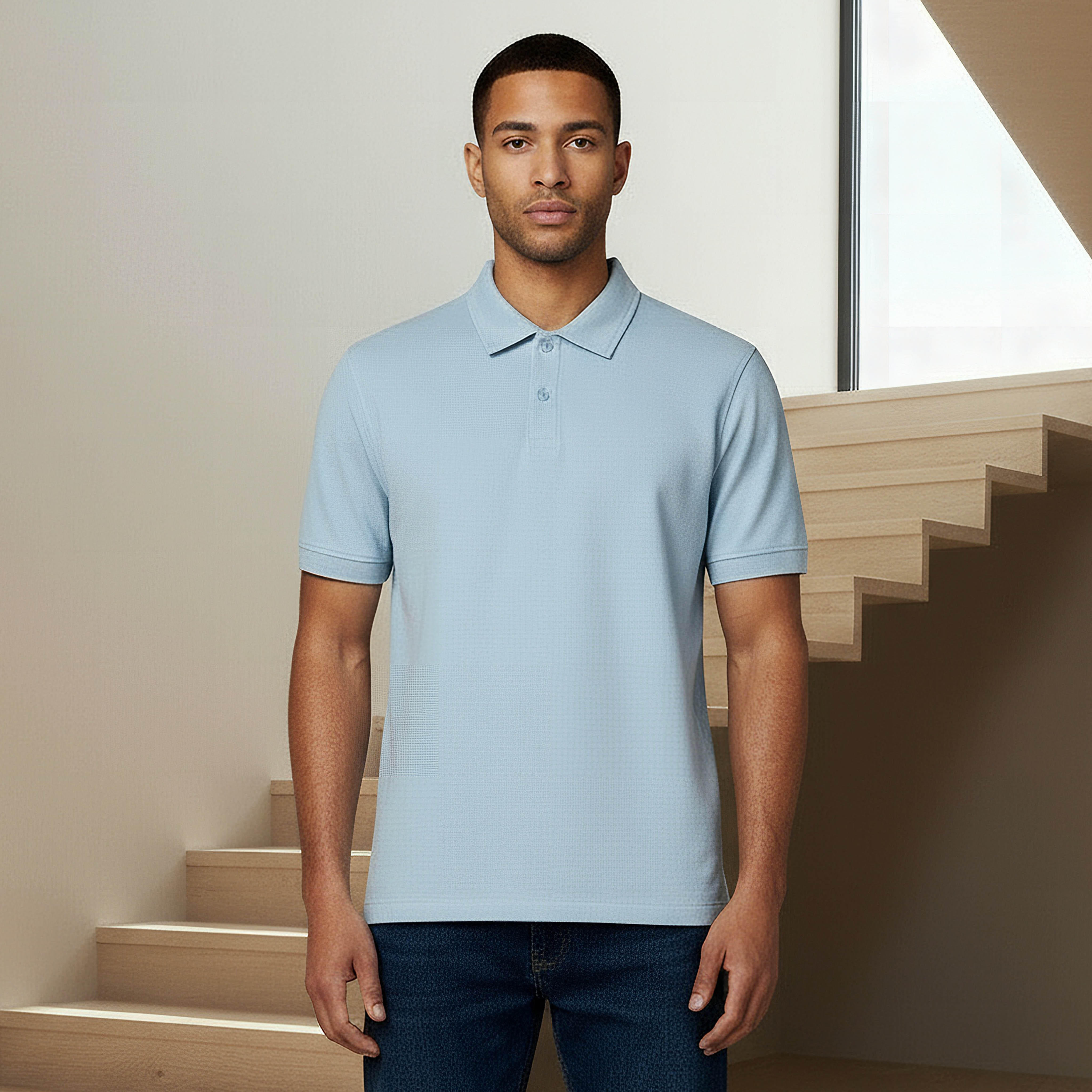 Men Short Sleeve Textured Polo T-shirt-men-clothing-tshirtsandpolos-polos-image-1