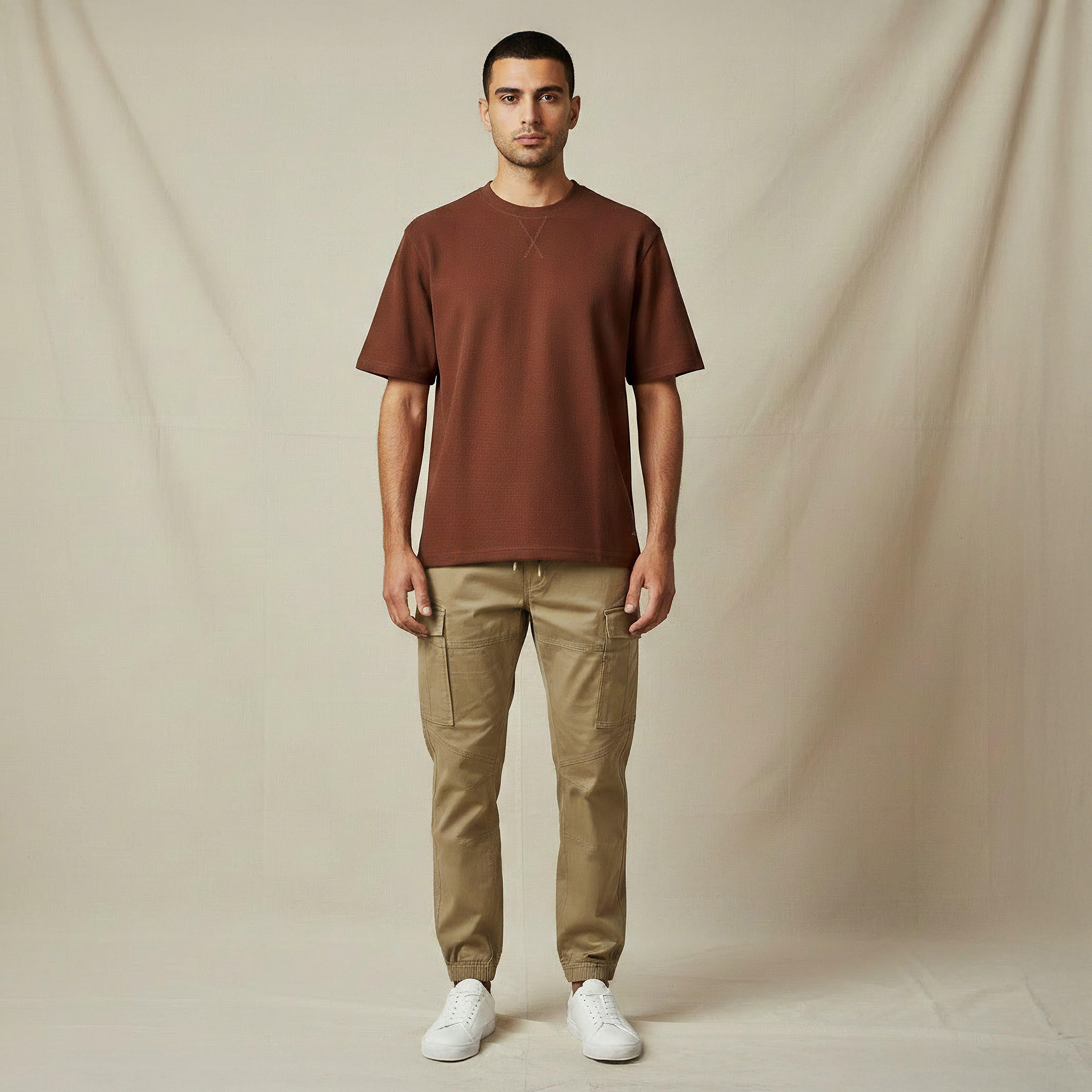 Men Relaxed Fit Crew Neck Short Sleeves Textured T-shirt-men-clothing-tshirtsandpolos-tshirts-image-2