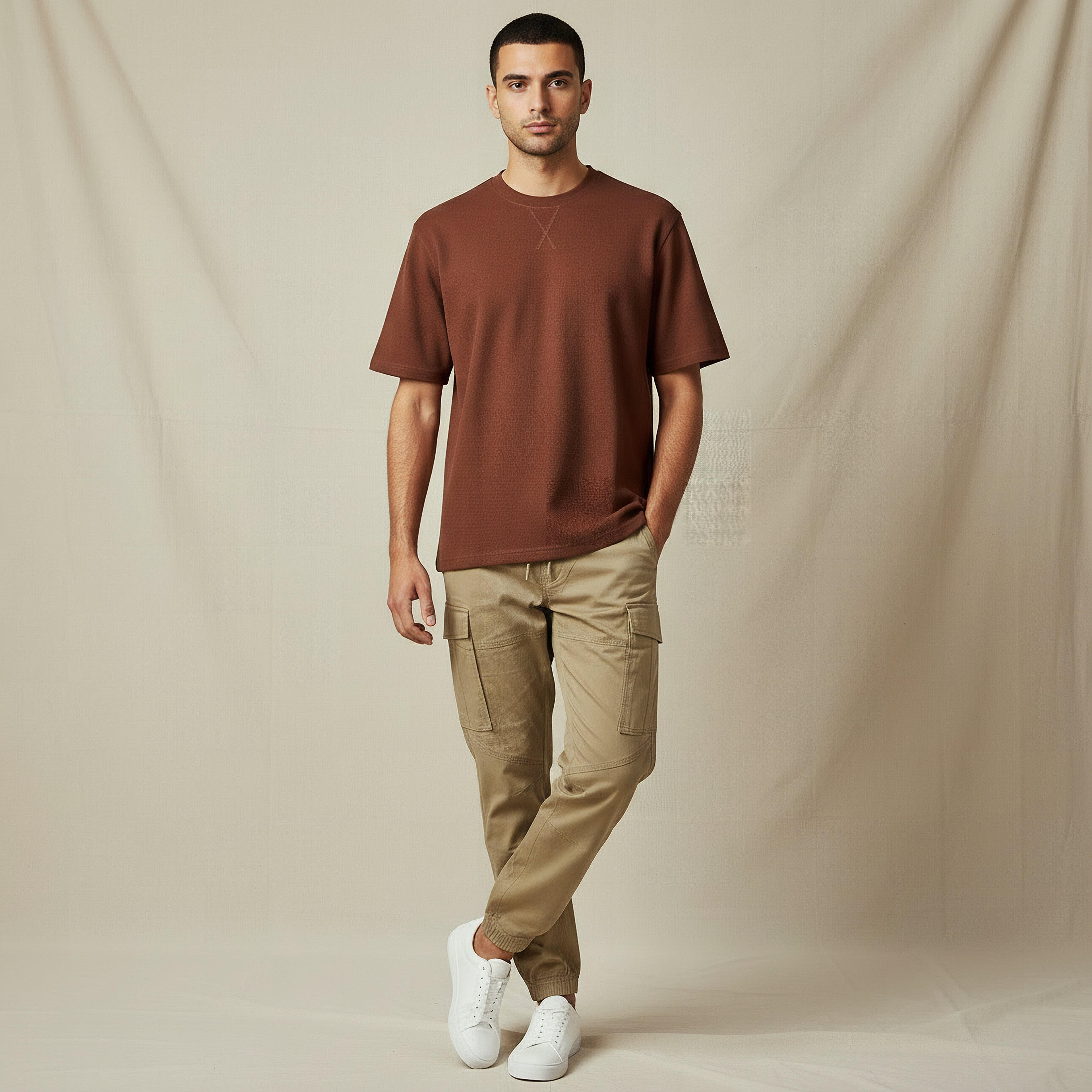 Men Relaxed Fit Crew Neck Short Sleeves Textured T-shirt-men-clothing-tshirtsandpolos-tshirts-image-5