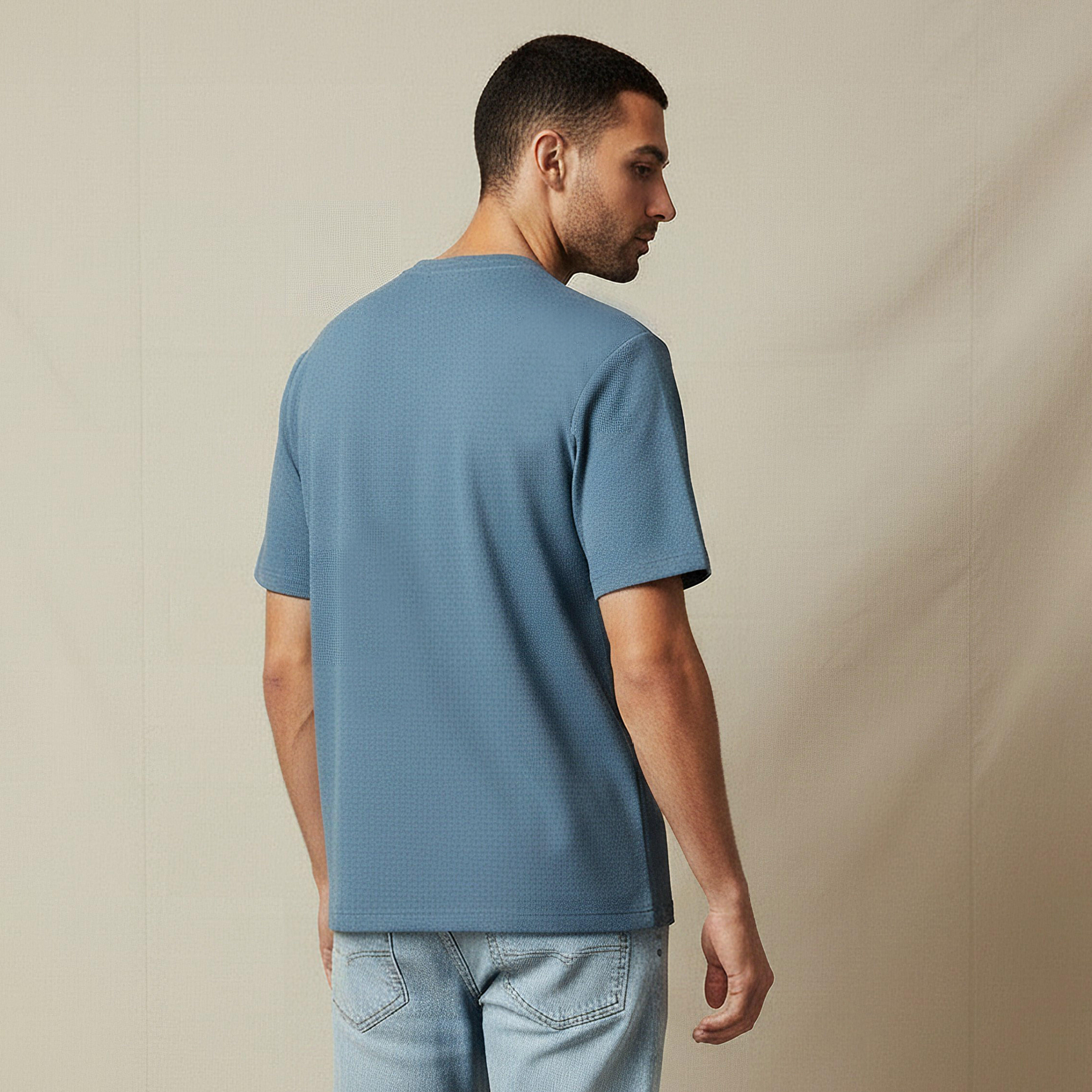 Men Relaxed Fit Crew Neck Short Sleeves Textured T-shirt-men-clothing-tshirtsandpolos-tshirts-image-3