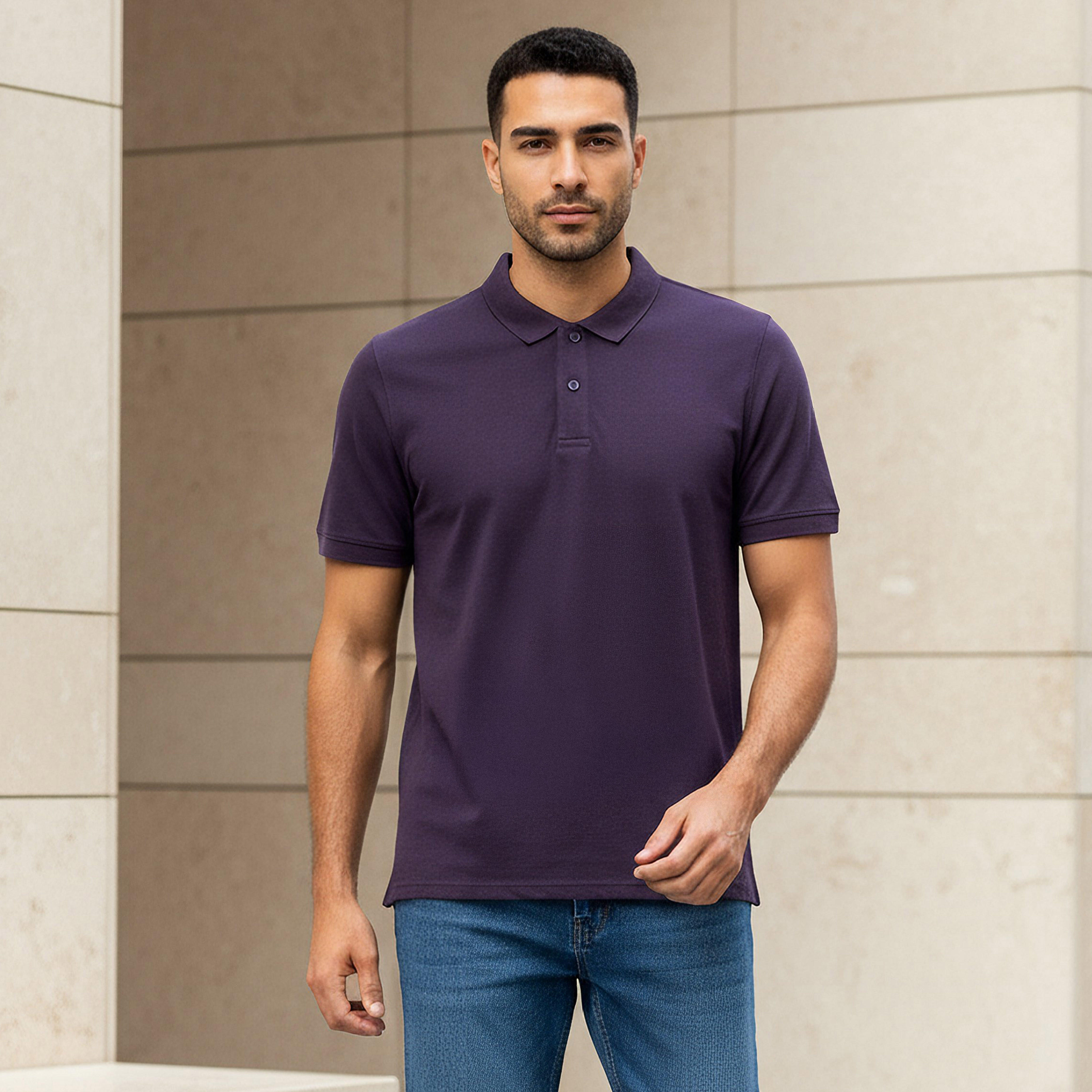 تيشيرت بولو بيكيه بأكمام قصيرة للرجال-men-clothing-tshirtsandpolos-polos-image-1
