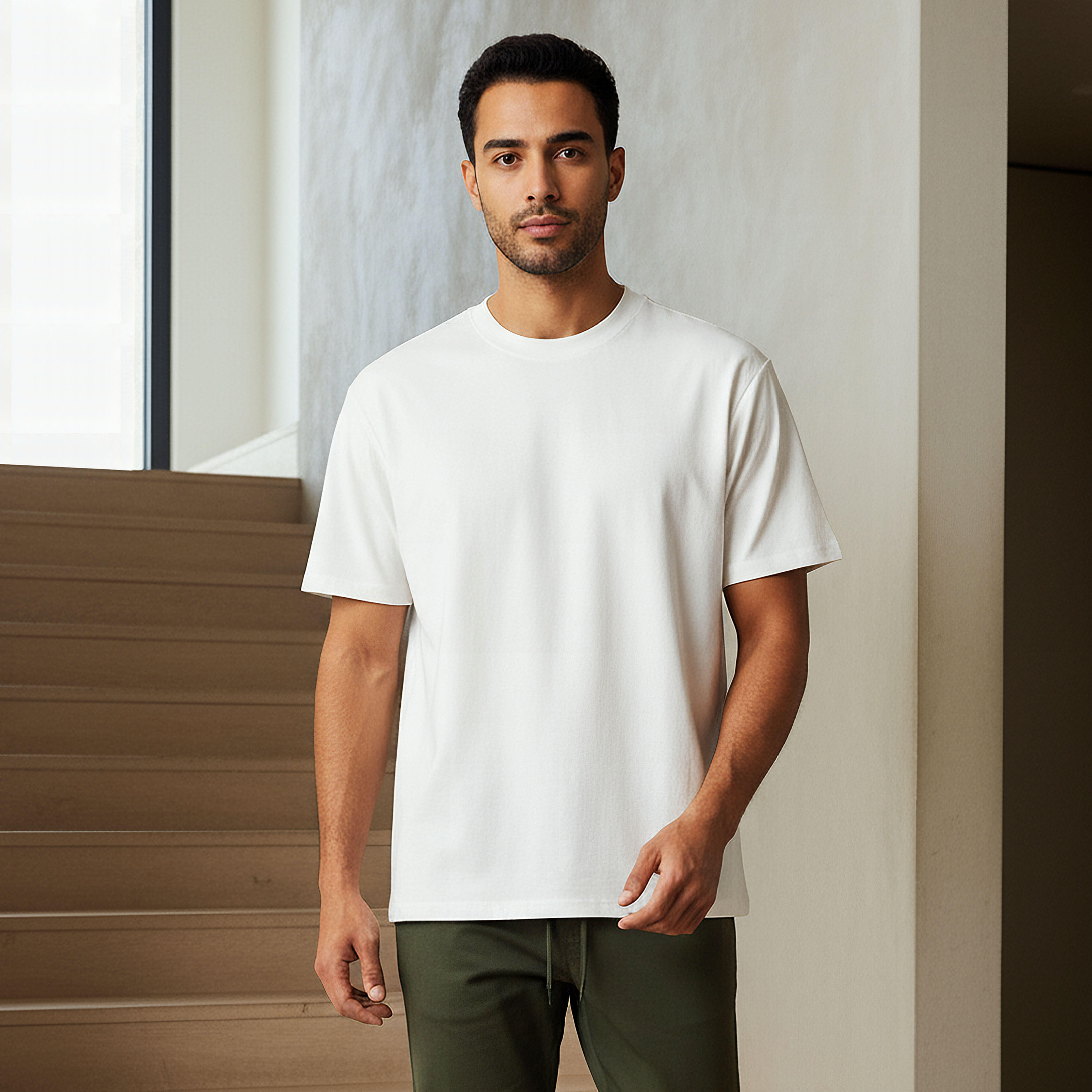 Men Relaxed Fit Crew Neck Short Sleeve Drop Shoulder T-shirt-men-clothing-tshirtsandpolos-tshirts-image-1