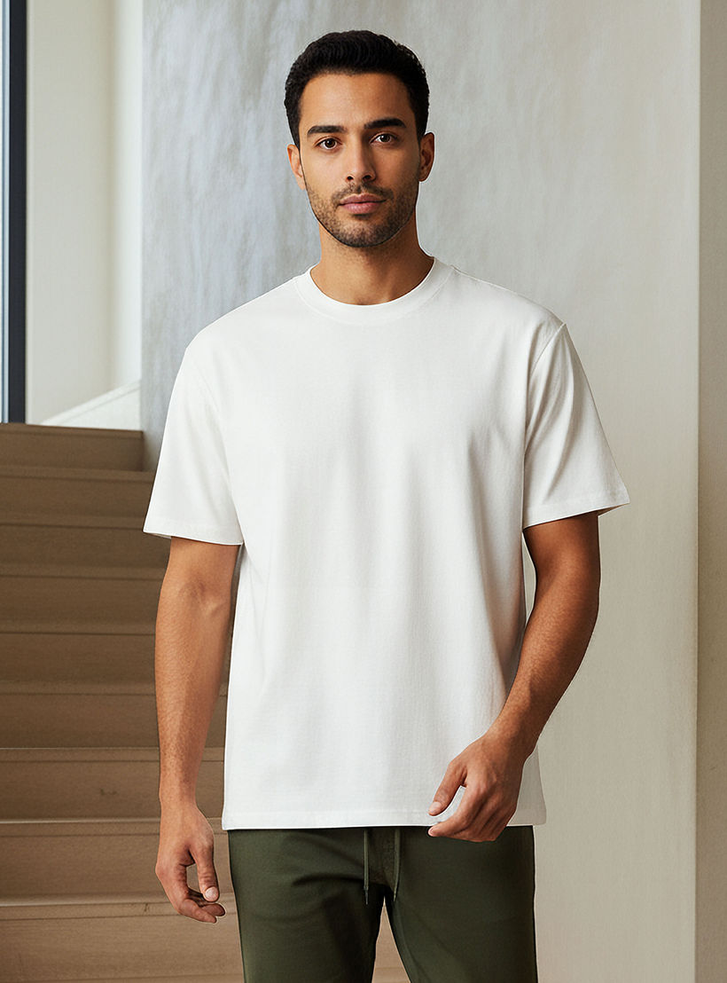 Men Relaxed Fit Crew Neck Short Sleeve Drop Shoulder T-shirt-men-clothing-tshirtsandpolos-tshirts-image-1