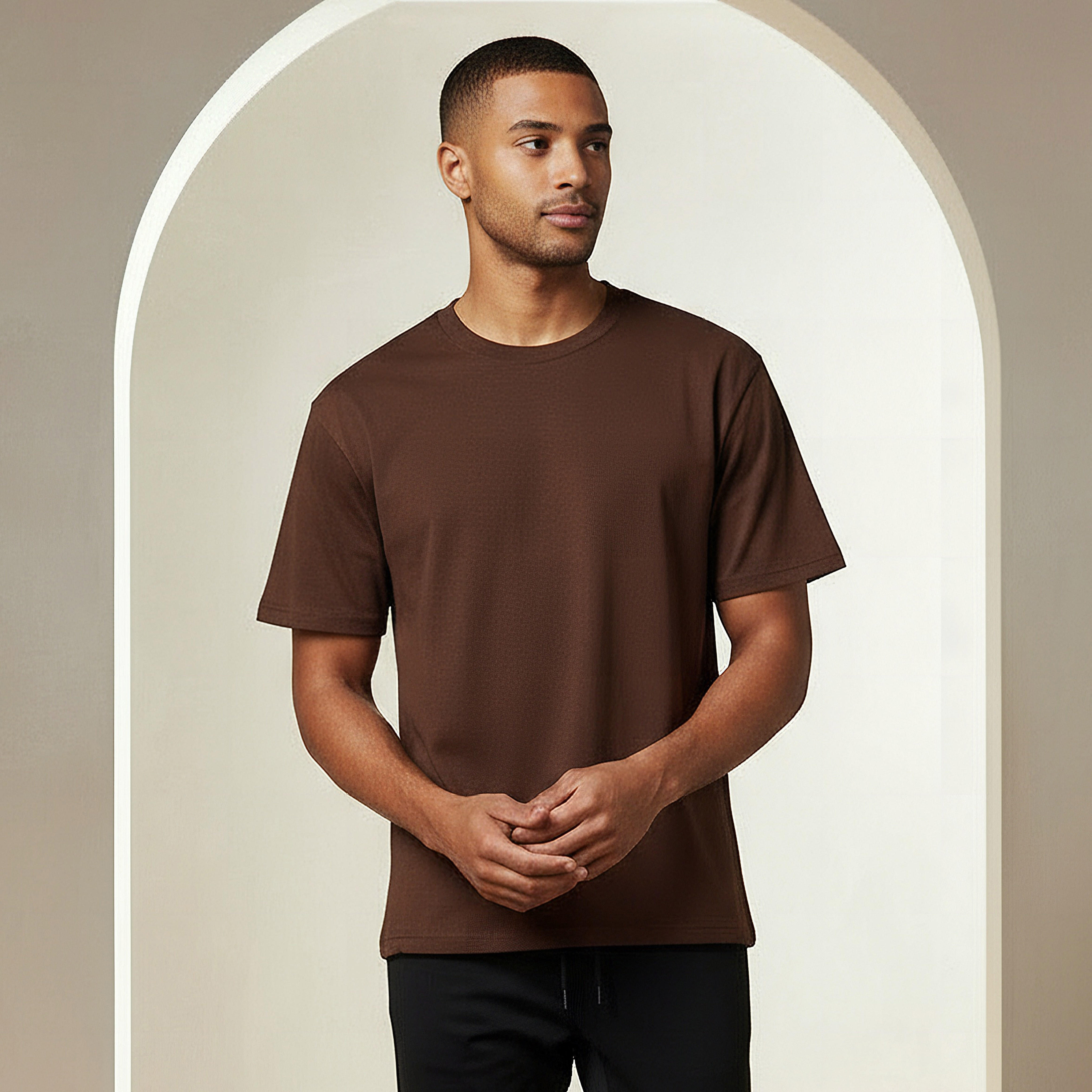 Men Relaxed Fit Crew Neck Short Sleeve Drop Shoulder T-shirt-men-clothing-tshirtsandpolos-tshirts-image-1