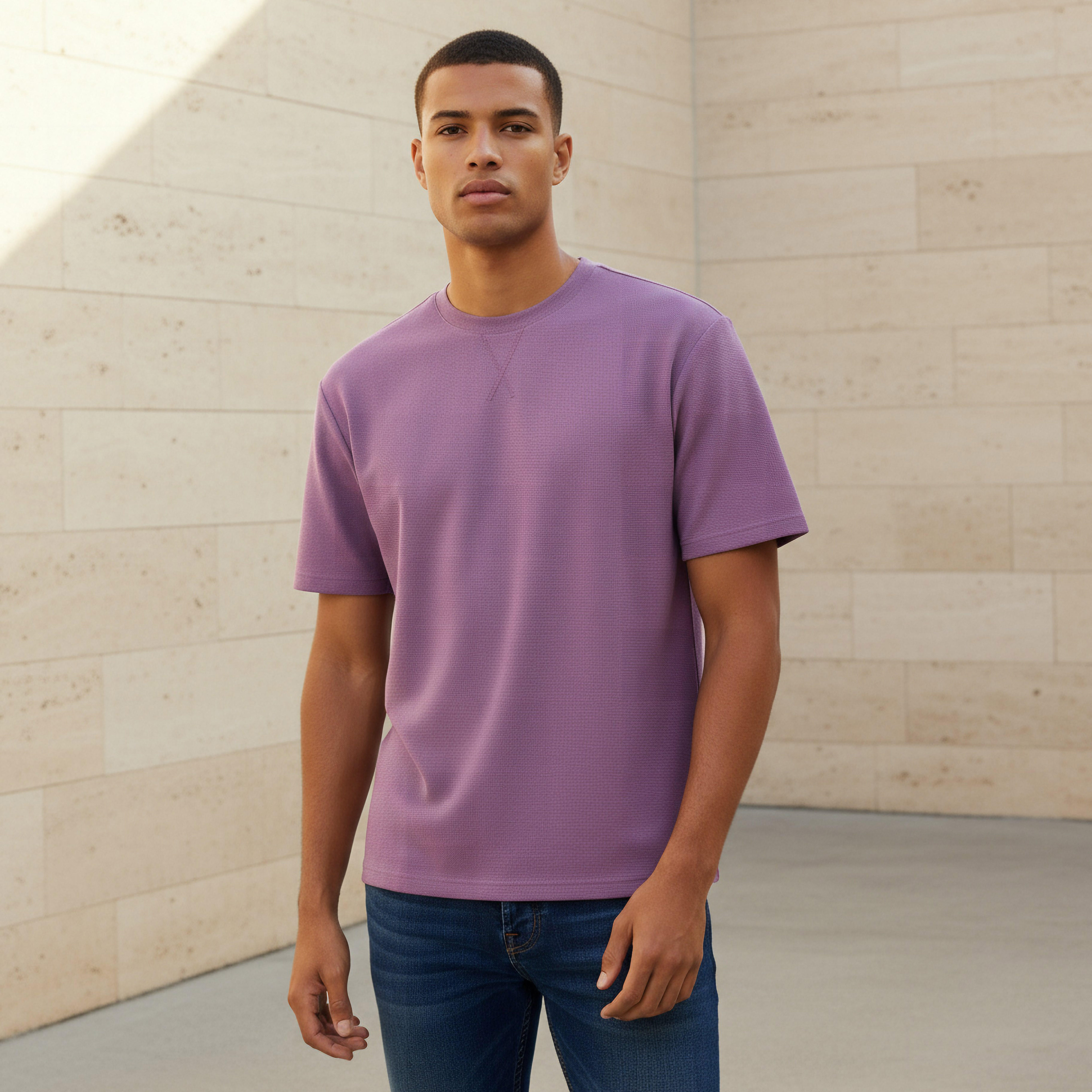Men Relaxed Fit Crew Neck Short Sleeves Textured T-shirt-men-clothing-tshirtsandpolos-tshirts-image-1